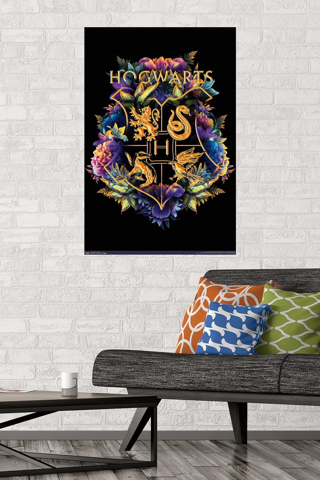 Trends International The Wizarding World: Harry Potter - Floral House Crests Wall Poster, 22.375'' X 34'', Premium Unframed Vers