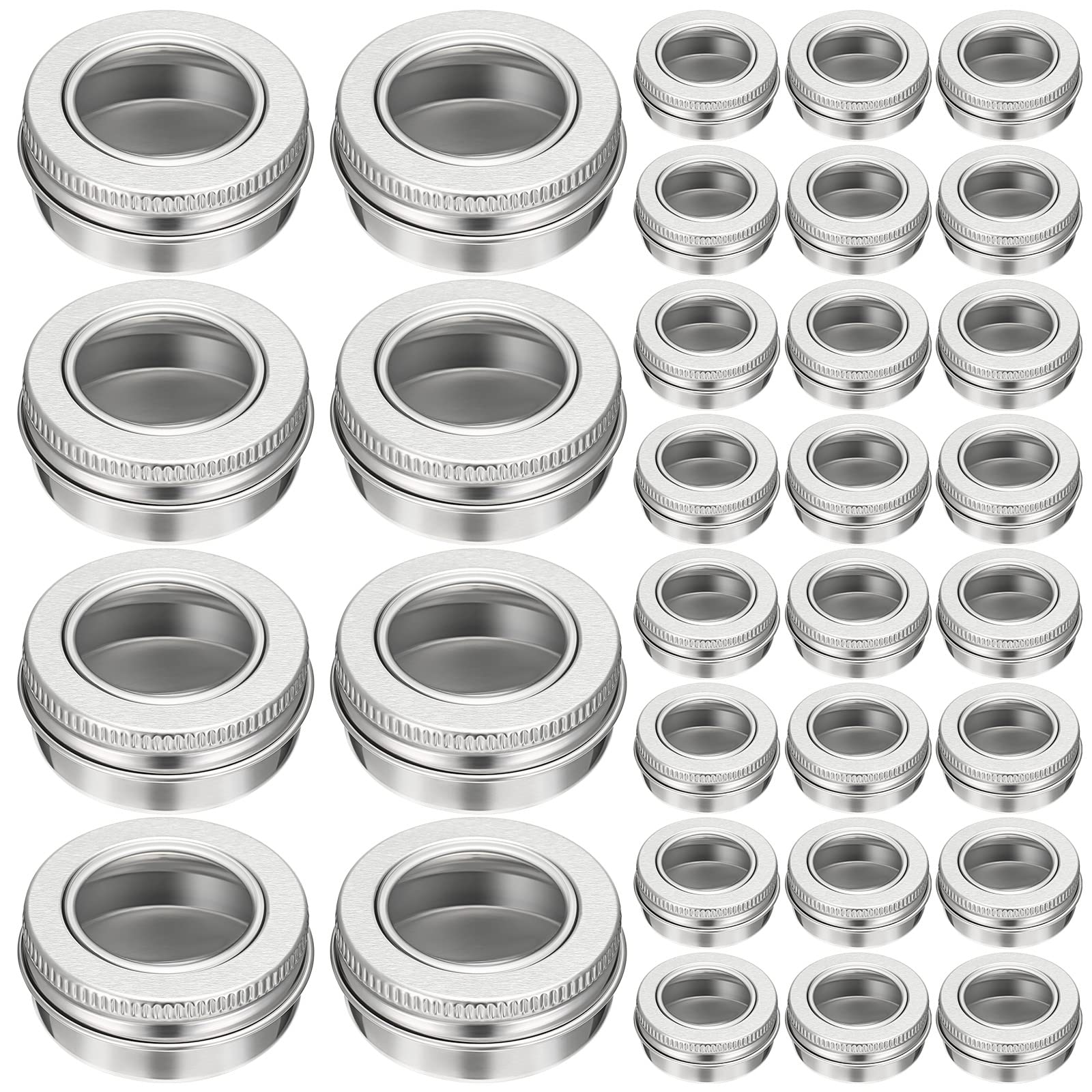 100 Pcs 0.5 Ounce Aluminum Tin Jar 15 Ml Refillable Containers Clear Top Screw Lid Round Tin Container Bottle For Cosmetic, Crea