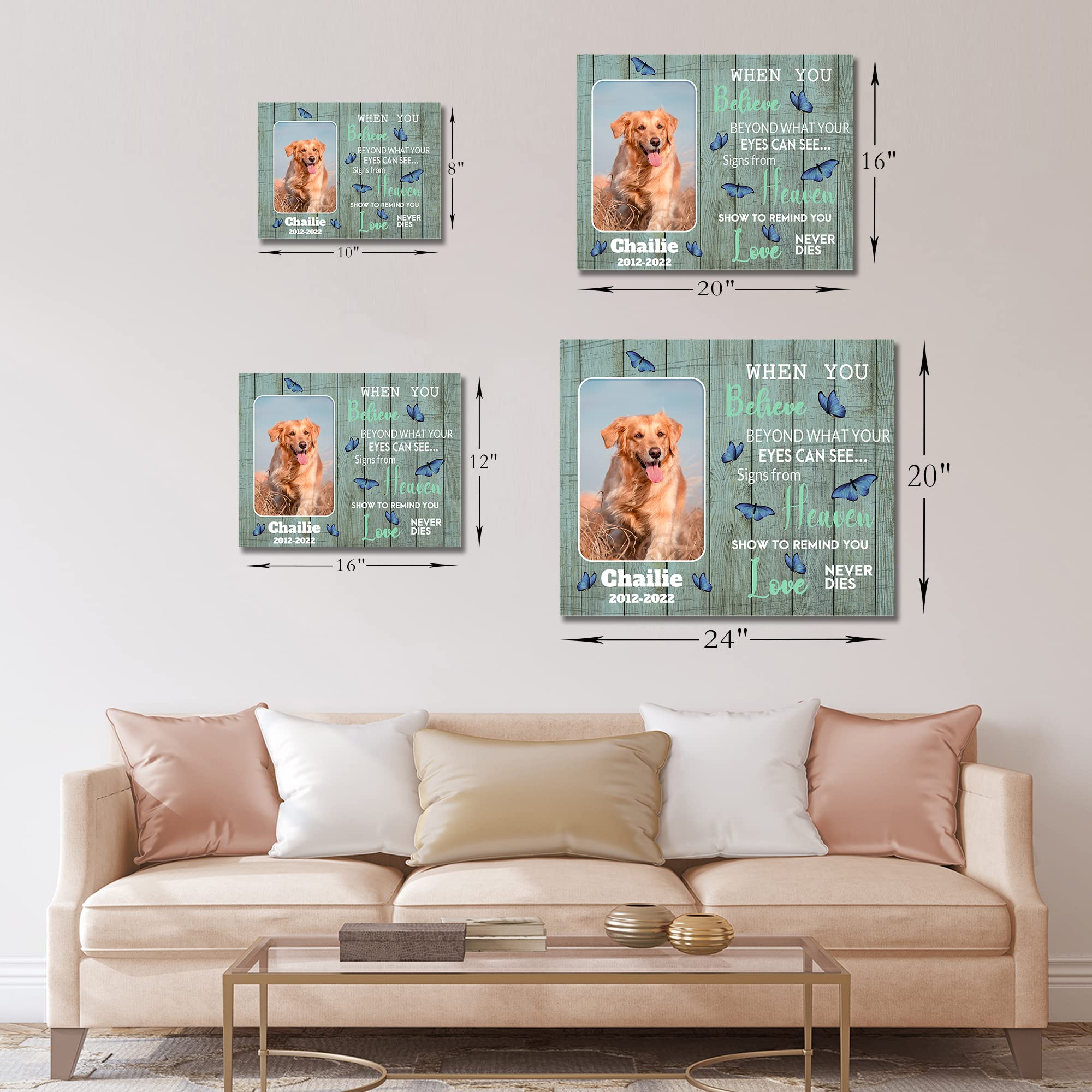 Customized Dog Memory Canvas Print Personalized Picture Pet Loss Memorial Canvas Wall Art Custom Pet Bereavement Gift Wall Art S