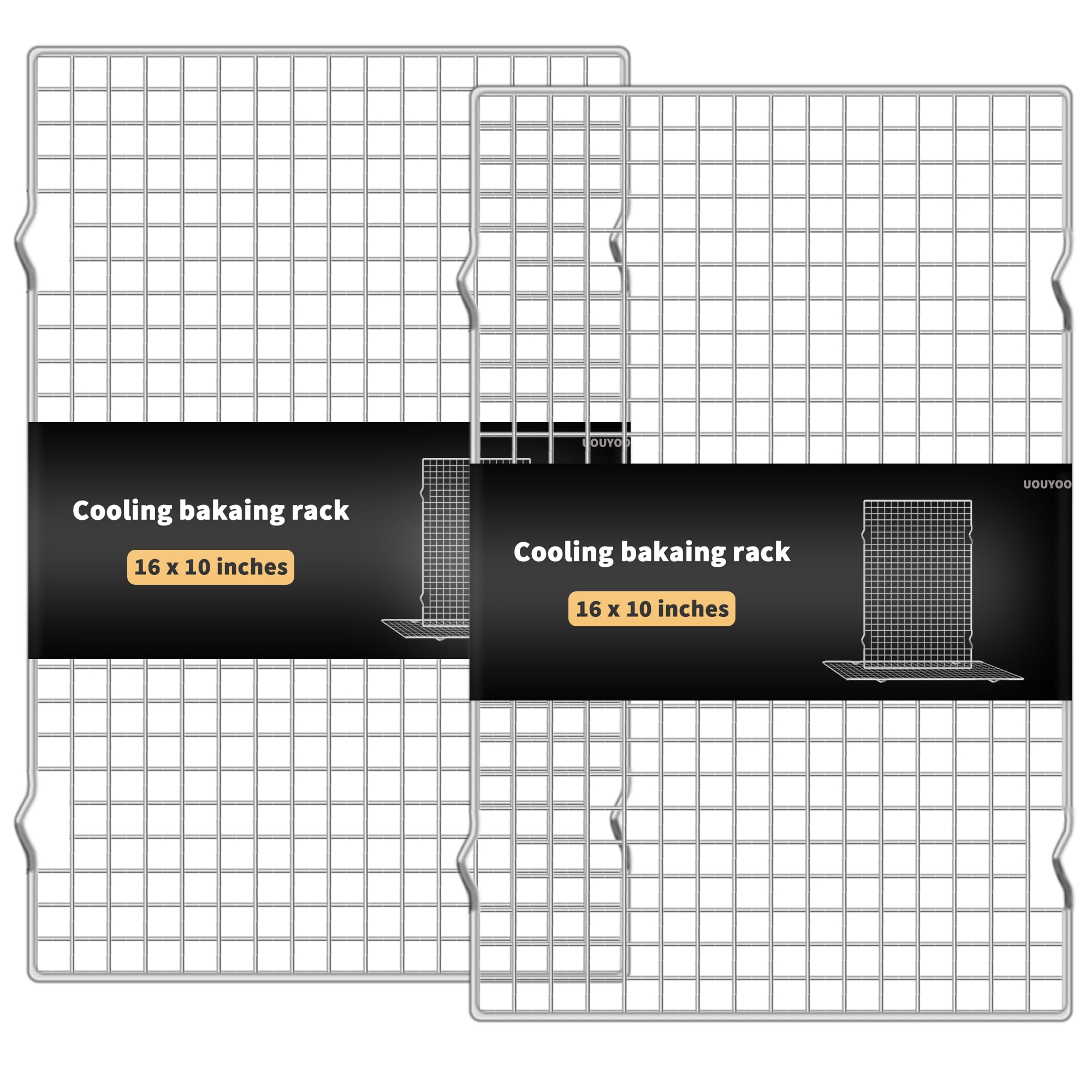 Uouyoo Cooling Rack For Baking, Set Of 2 Stainless Steel, 16X10 Inches Baking Rack Oven Safe Grid Wire Racks For Roasting, Grill