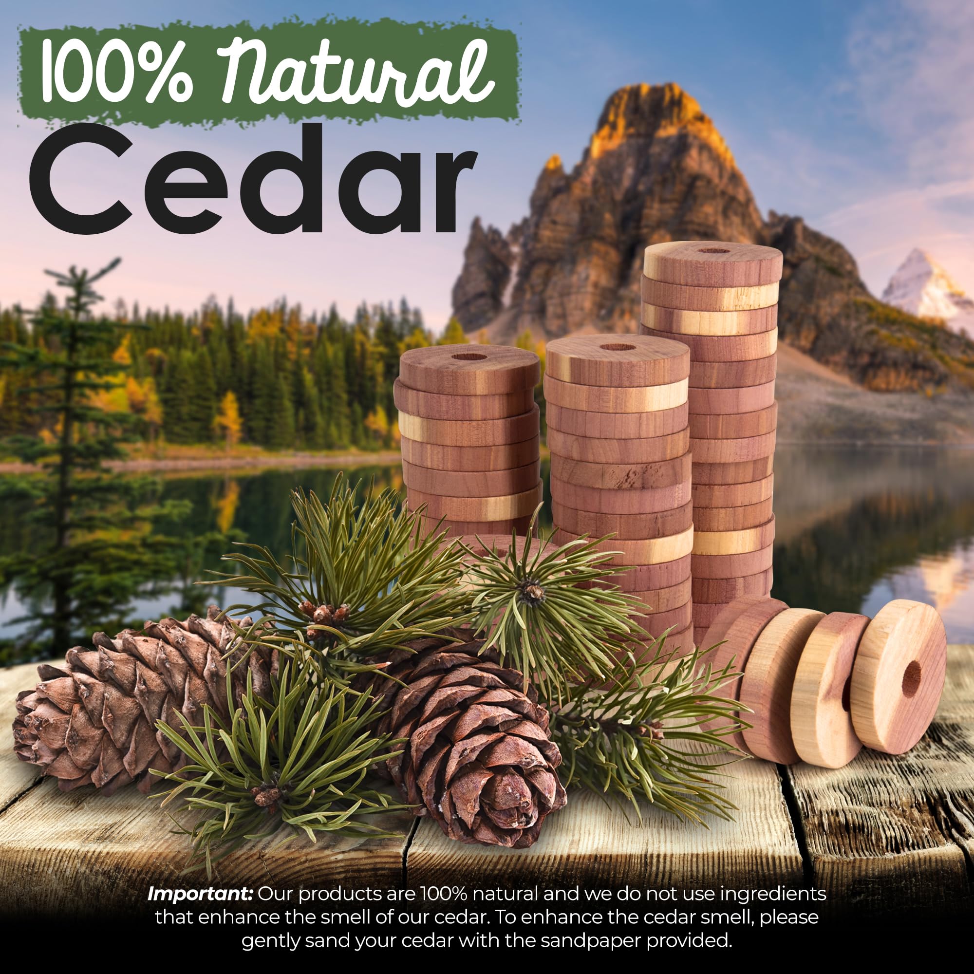 Ecokiwi Cedar Blocks For Clothes Storage - 55 Pack Cedar Rings - 100% Natural Aromatic Cedar For Closets & Drawers - Red Cedarwo