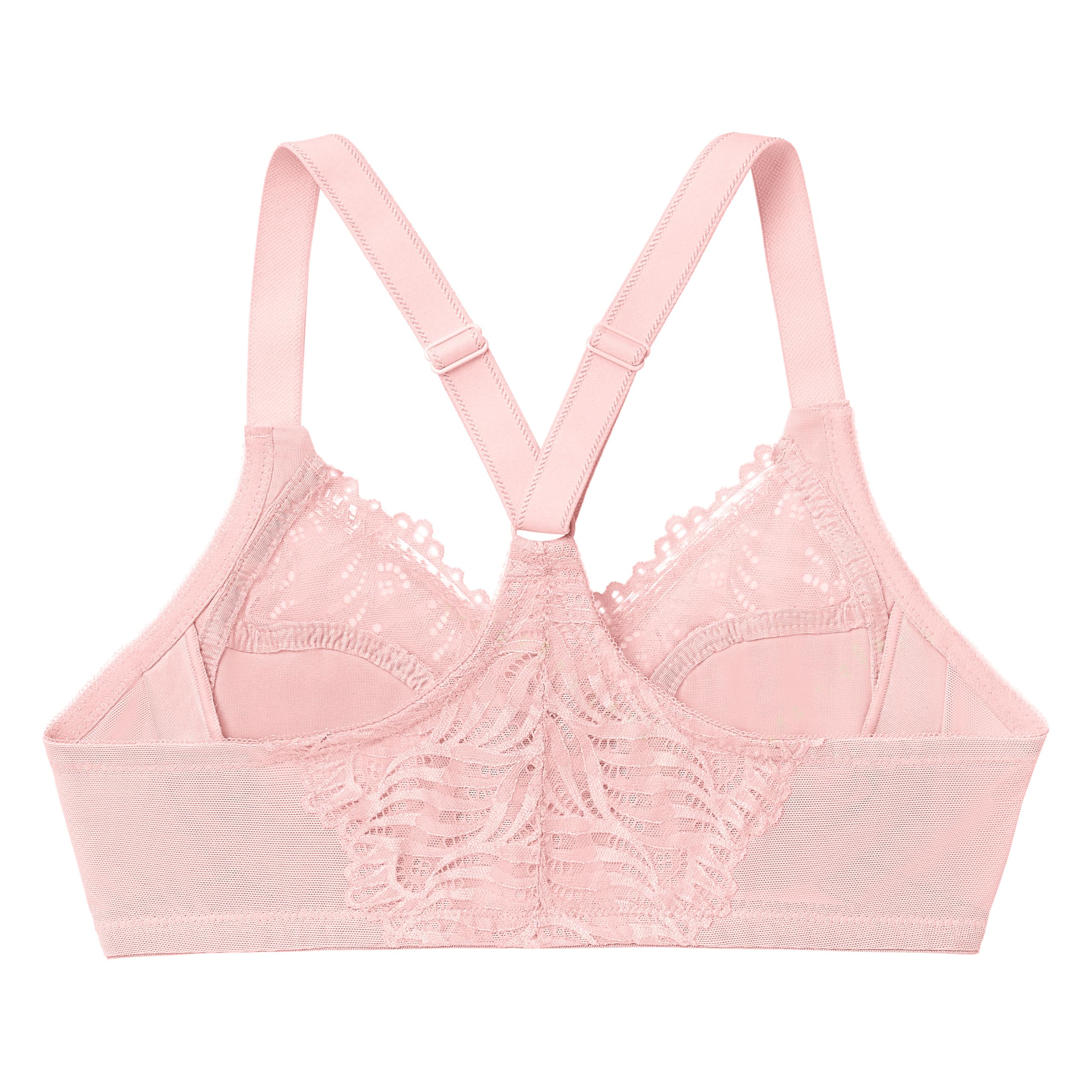 Glamorise Full Figure Plus Size Front-Closure T-Back Wonderwire Bra Underwire 1246 Pink Blush