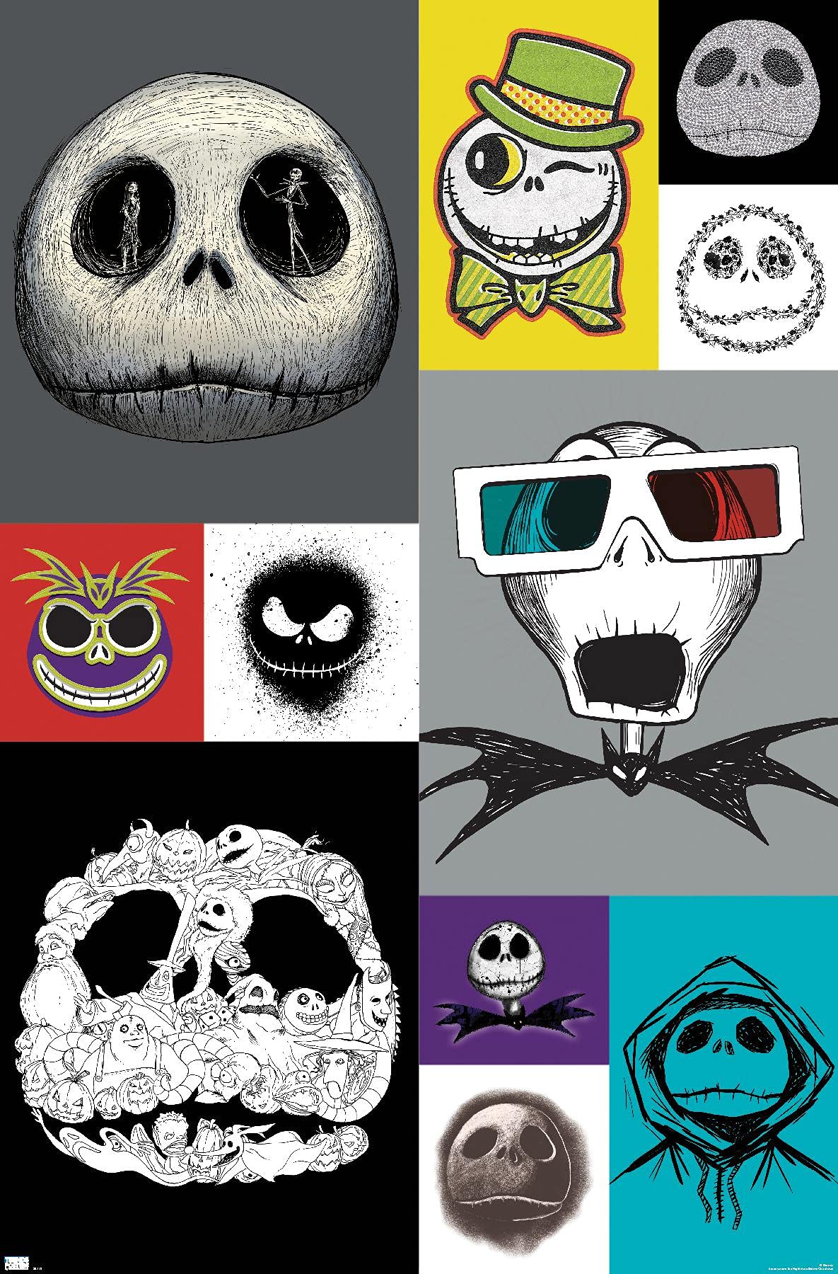 Trends International Disney Tim Burton'S The Nightmare Before Christmas - Jack Grid Wall Poster, 22.37'' X 34.00'', Unframed Ver