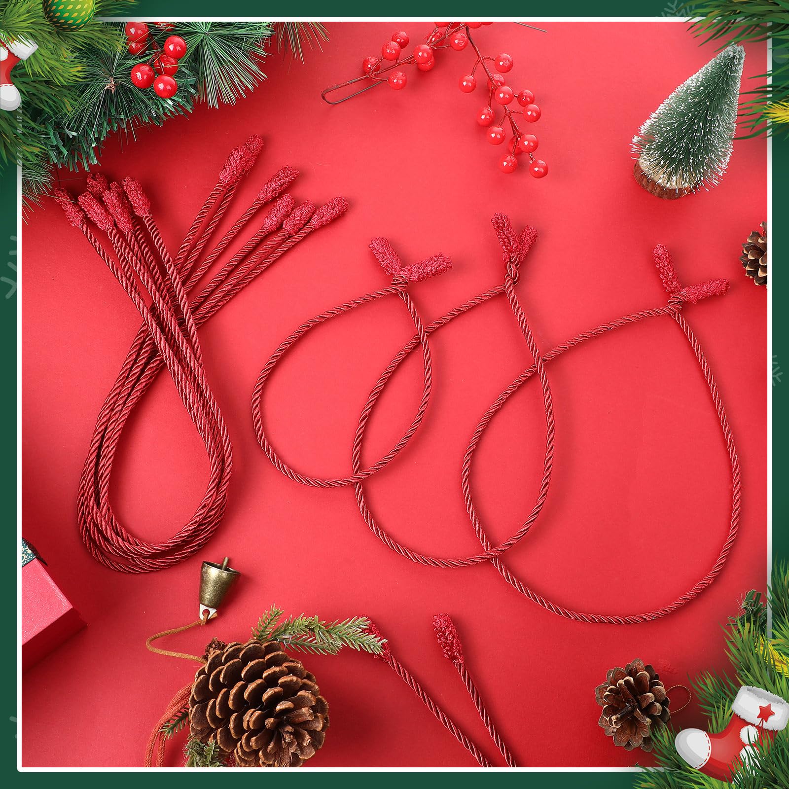 Zhengmy 24 Pcs Christmas Garland Ties Extra Long 30'' 25'' 20'' Red Decorative Twist Tie for Banister Reusable Flexible Twist Ti