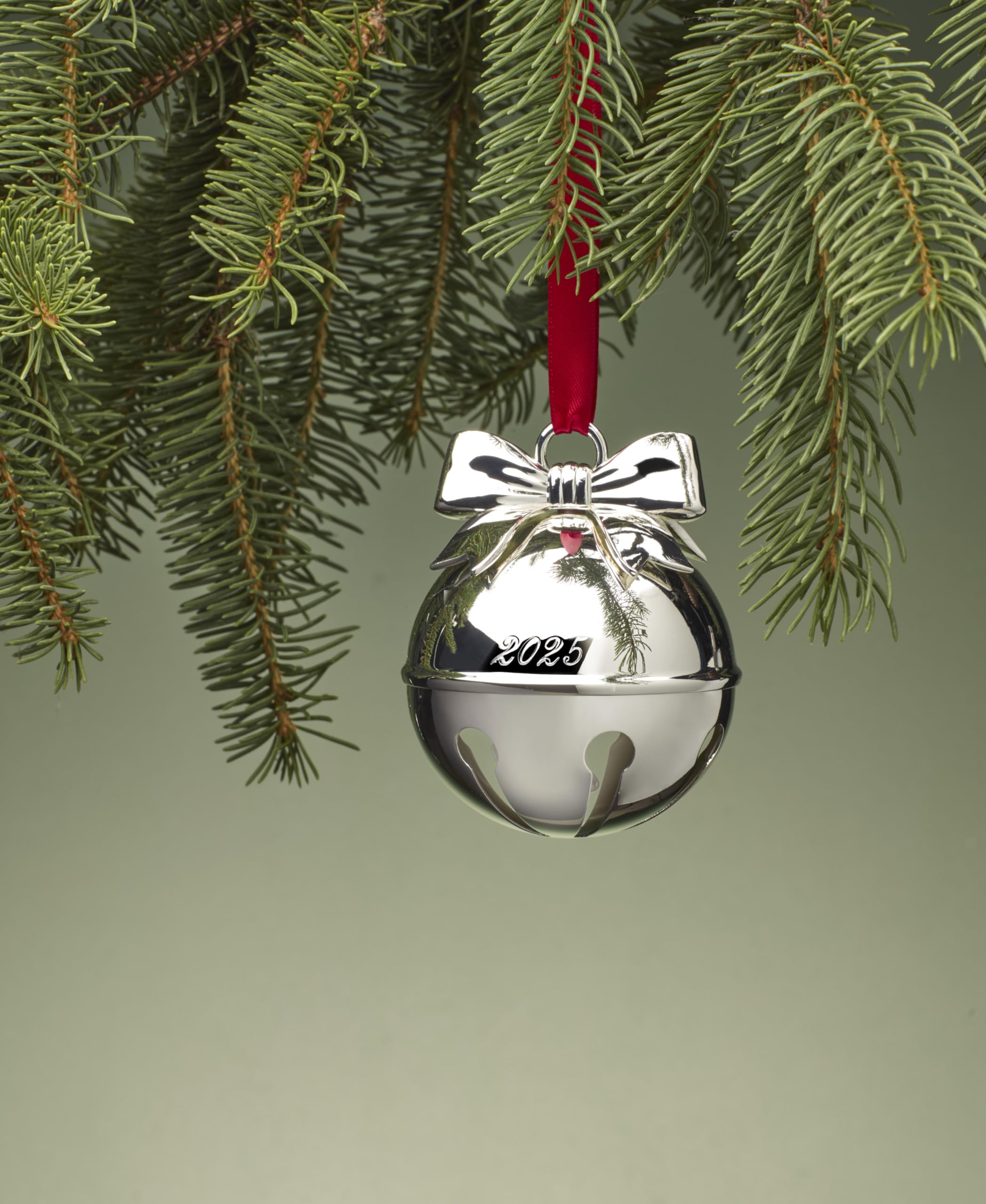 Lenox 897124 2025 Jingle Bell Silverplate Ornament, Christmas, Holiday Decorations