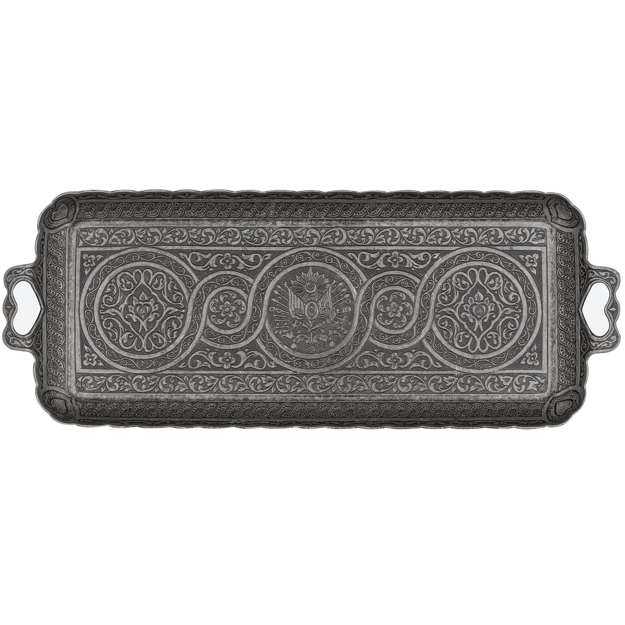 Alisveristime Turkish Ottoman Coffee Tea Beverage Serving Rectangle Tray (Small Tray) (13 Inc*5.5 Inc) (Black)