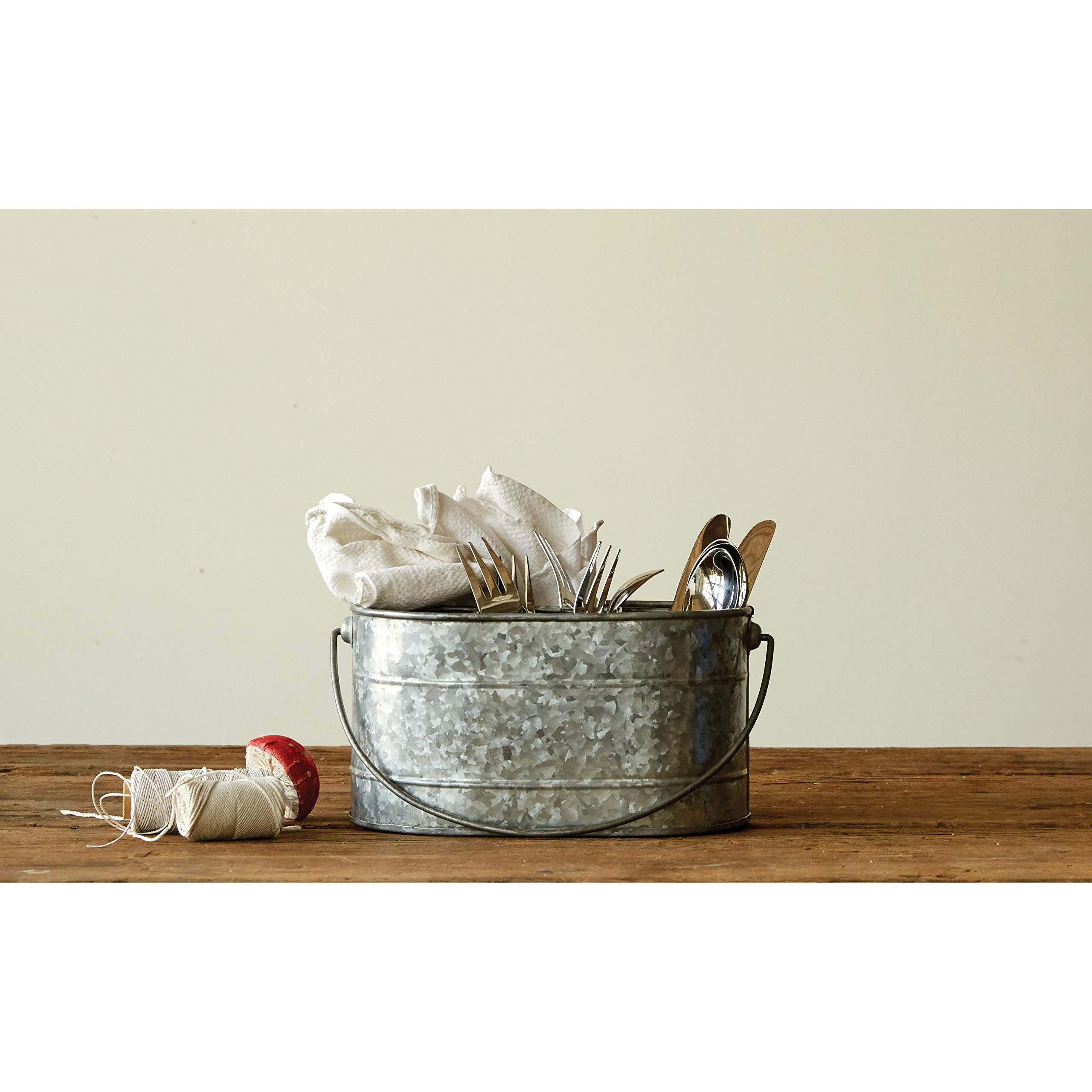 Creative Co-Op Metal Bucket With 4 Compartments And Handle