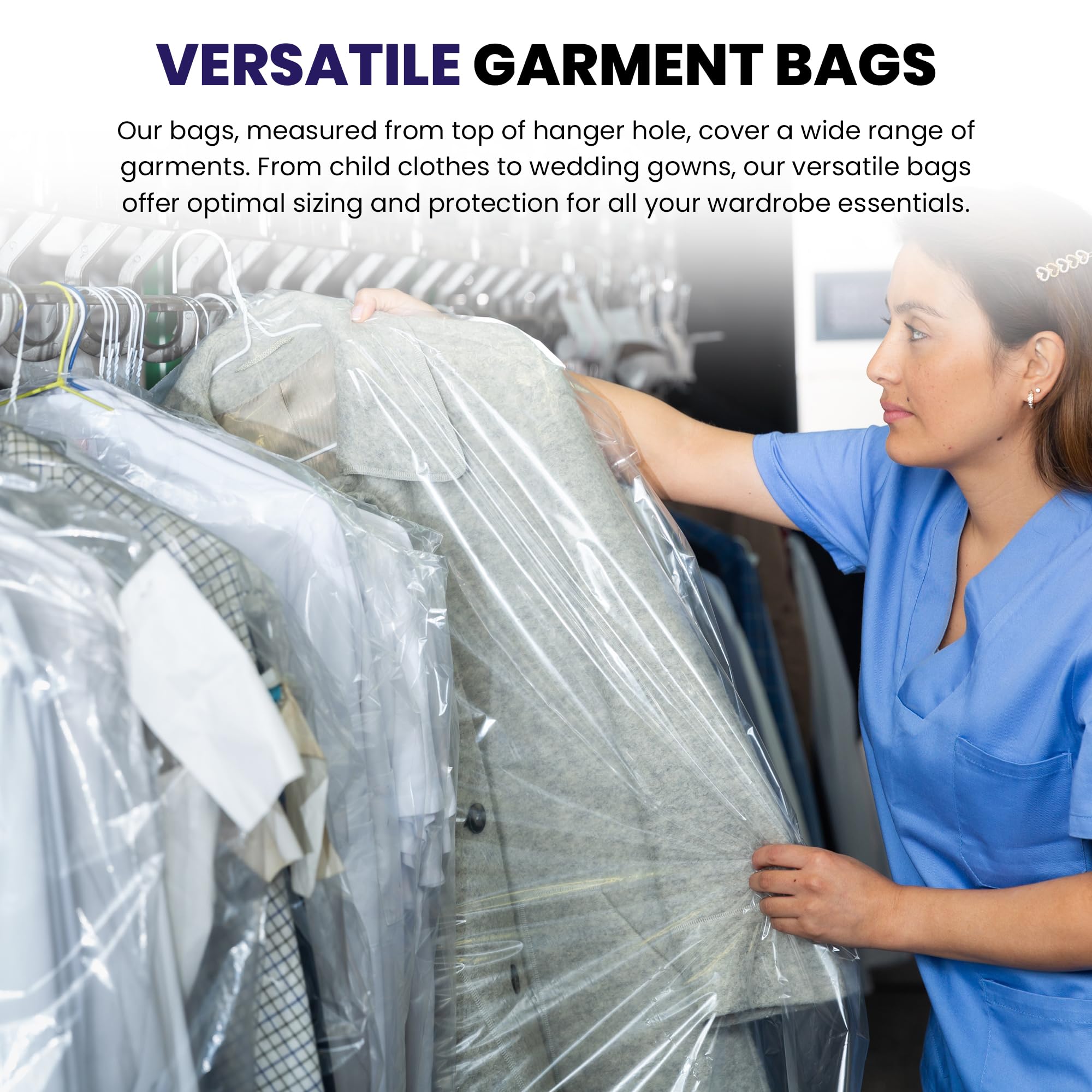 Norton Supply Dry Cleaning Poly Bags - Transparent Plastic Garment Cover, 30'' Long, 100 Gauge Thickness, Suit Packing, Travel &