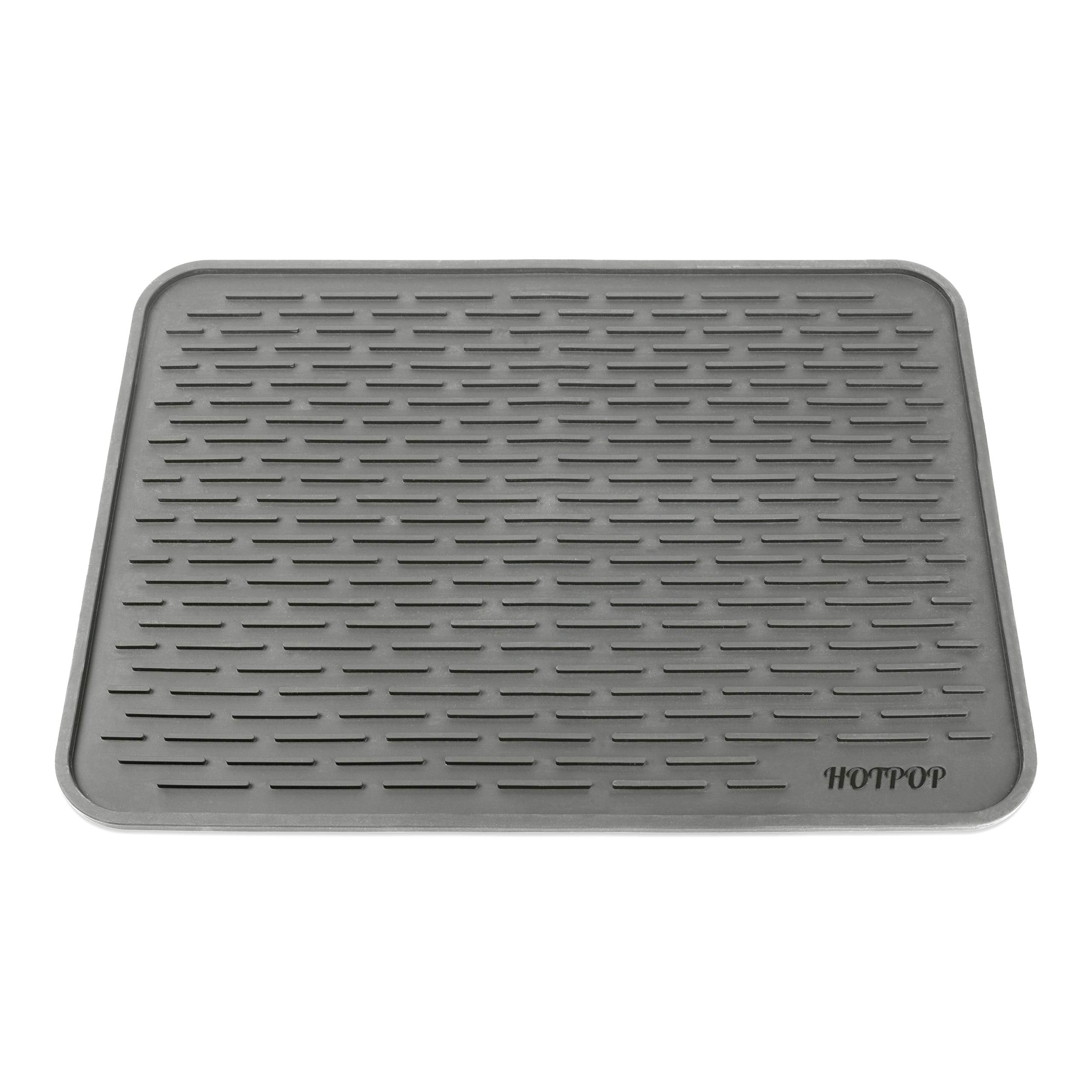 Hotpop Xxl 24X18 Inches Gray Silicone Dish Drying Mat & Large Trivet - Dishwasher Safe, Heat Resistant, Eco-Friendly - Ideal Dri