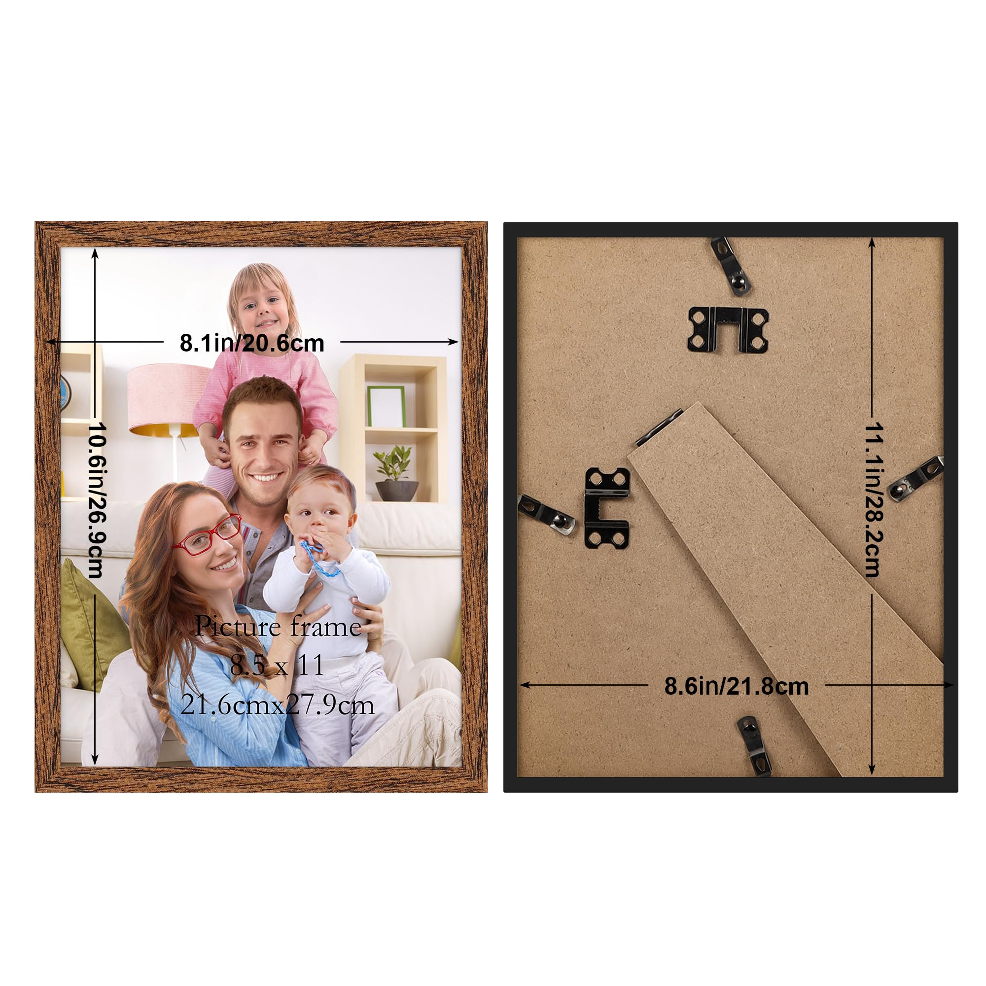 Giftgarden 8.5x11 Picture Frame Walnut Brown, Certificate Award Document Diploma 8.5 by 11 Thin Frame for Wall Tabletop Display,