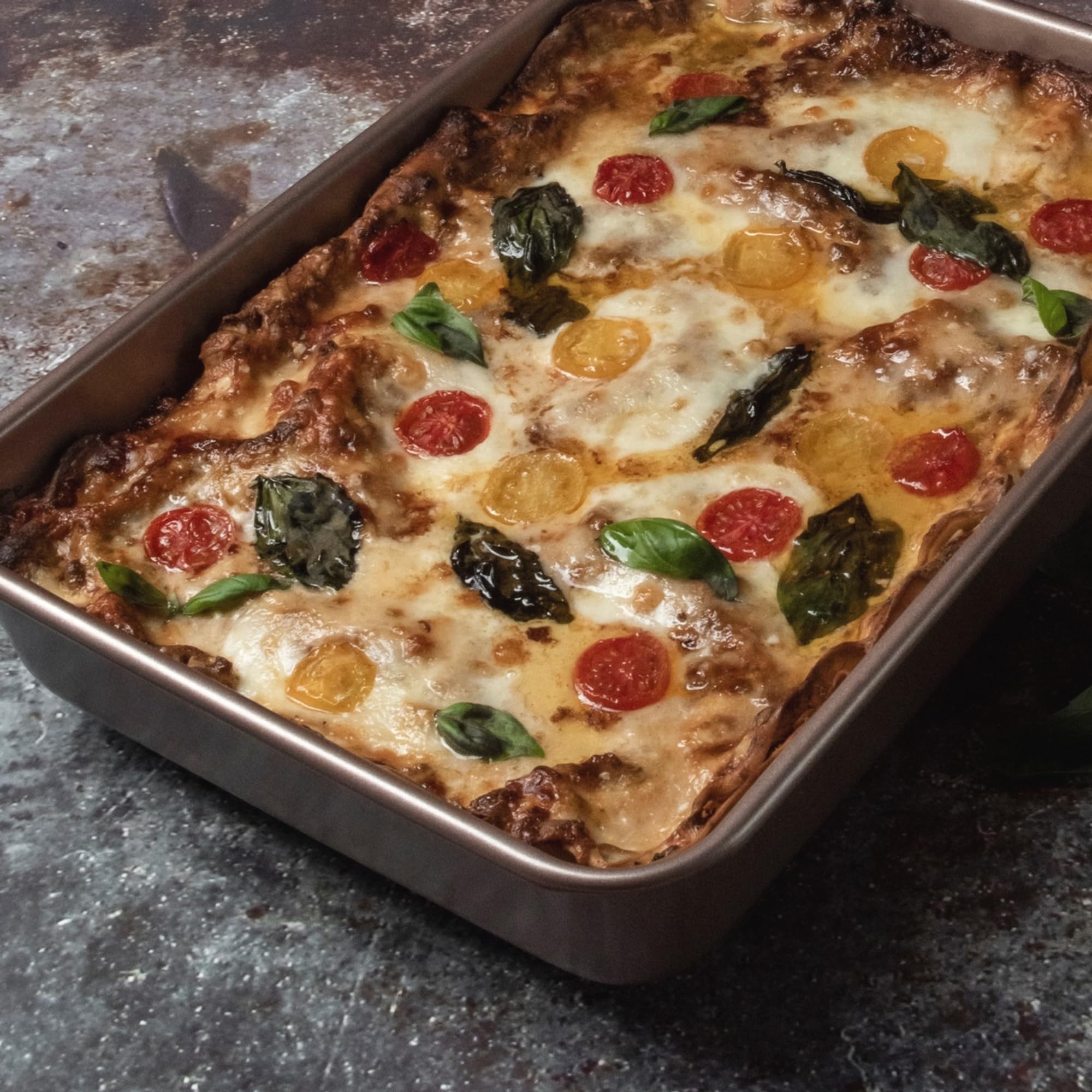 Happiels Nonstick Non Toxic 9X13 In Baking Pan For Oven | Cake Pan 9 X 13 Non Stick Nontoxic | Carbon Steel Gold Brownies Pans 1