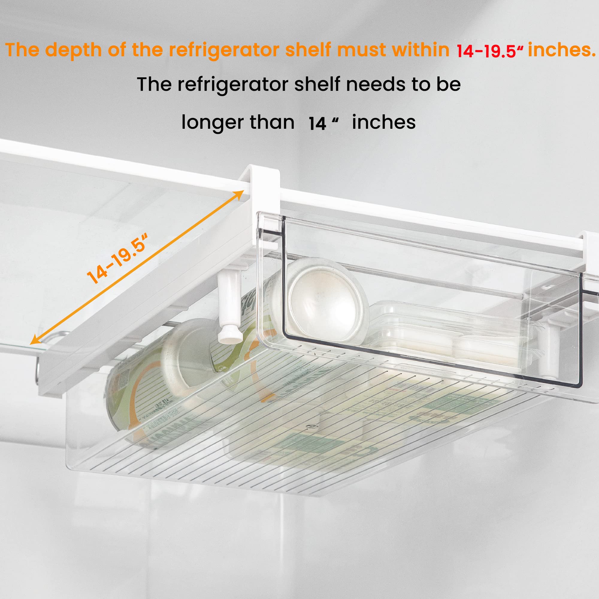 vacane Refrigerator Drawer with Removable 28 Grid Egg Tray  Clear Plastic Fridge Organizer Bins  Fridge Storage Container Under Shelf Holder for Fruit Vegetable Meat Cheese Easy to Install-Egg Holder