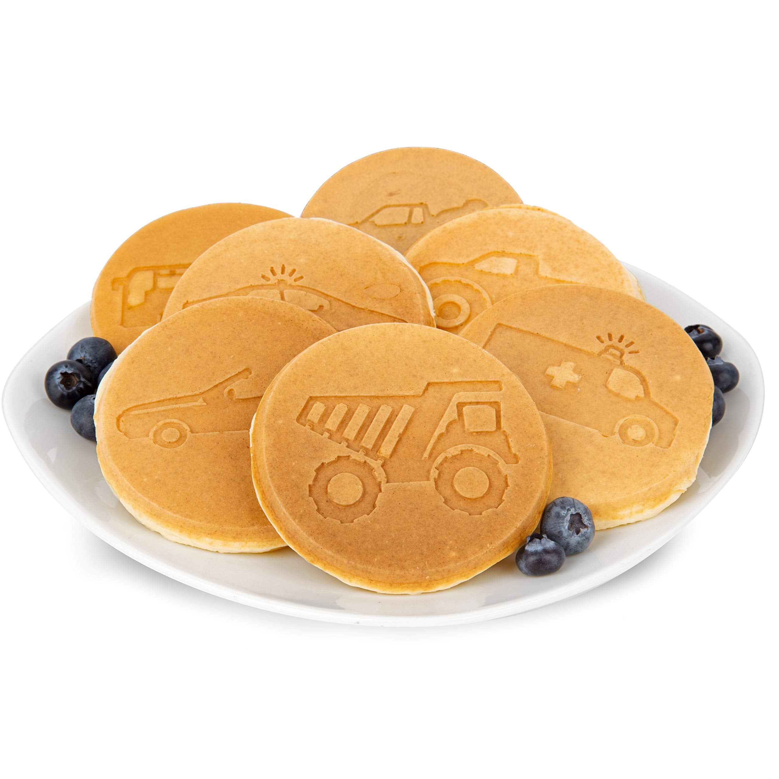 Car & Truck Mini Pancake Pan - Make 7 Unique Flapjack Cars, Nonstick Pan Cake Maker Griddle For Breakfast Fun & Easy Cleanup, Un