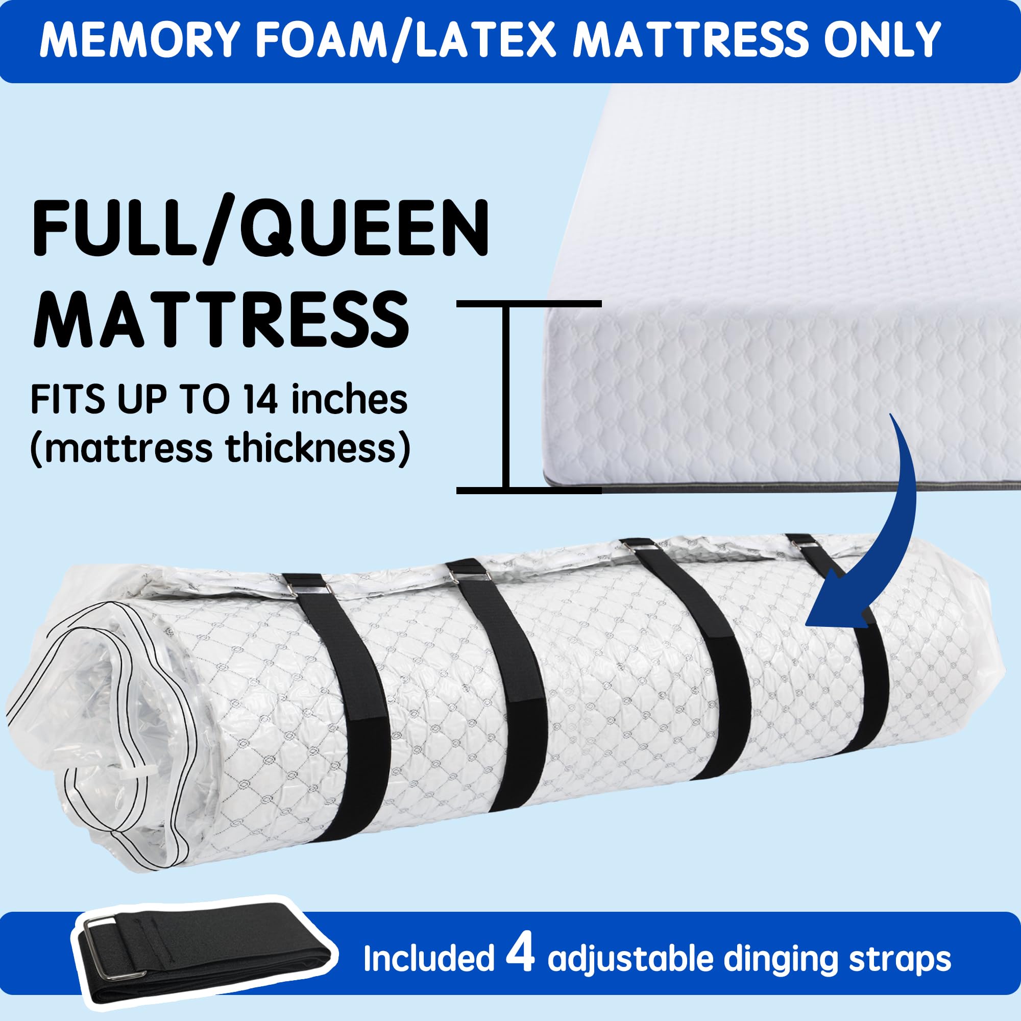 Storage Master Vacuum Storage Bag For Queen Full Size Mattress - Ideal For Memory Foam And Latex Up To 14 Inches - Designed For