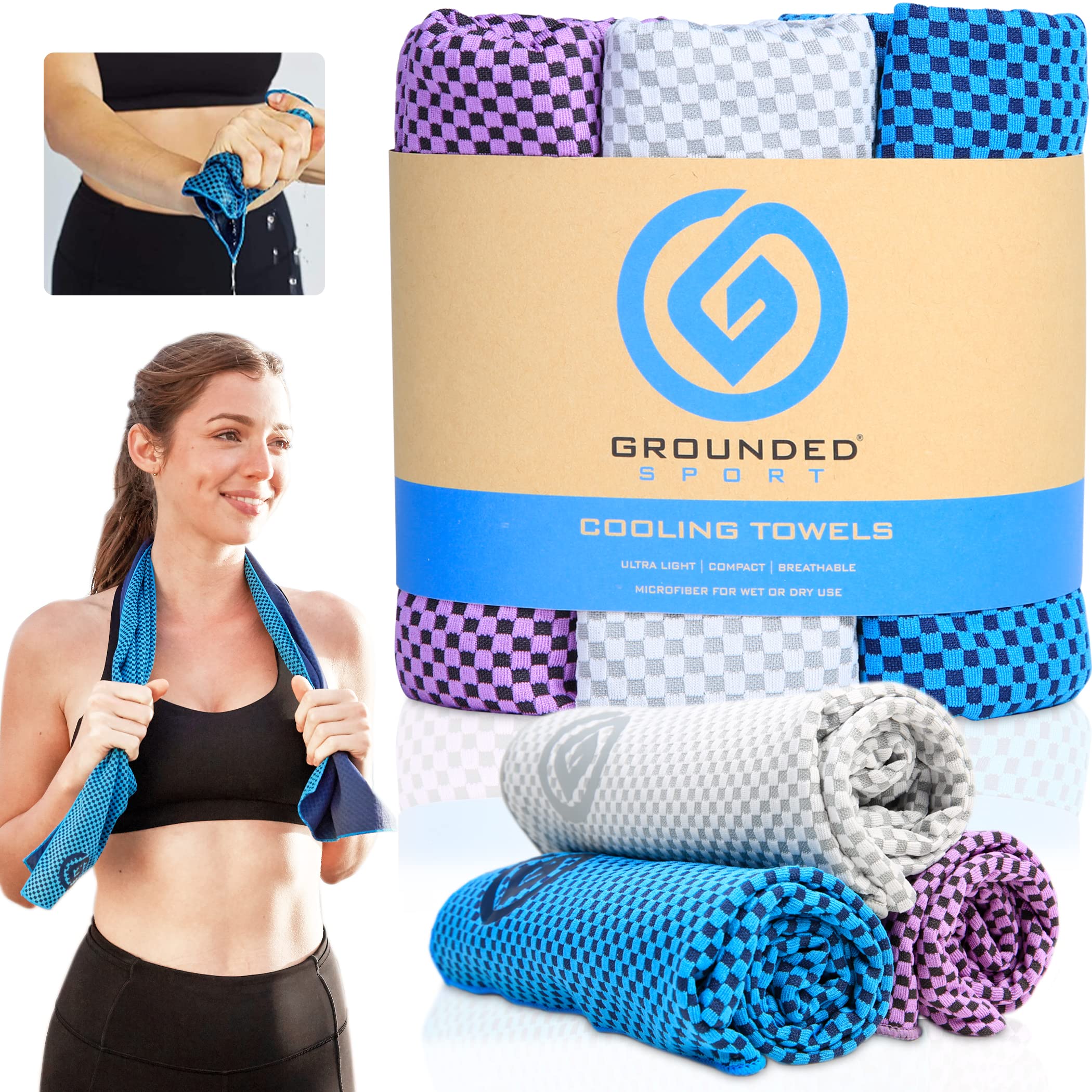 Cooling Towels 3 Pack - Lightweight Microfiber For Gym, Workout, Sport & Sweat - Quick Drying For Body, Neck & Face, Work, Trave