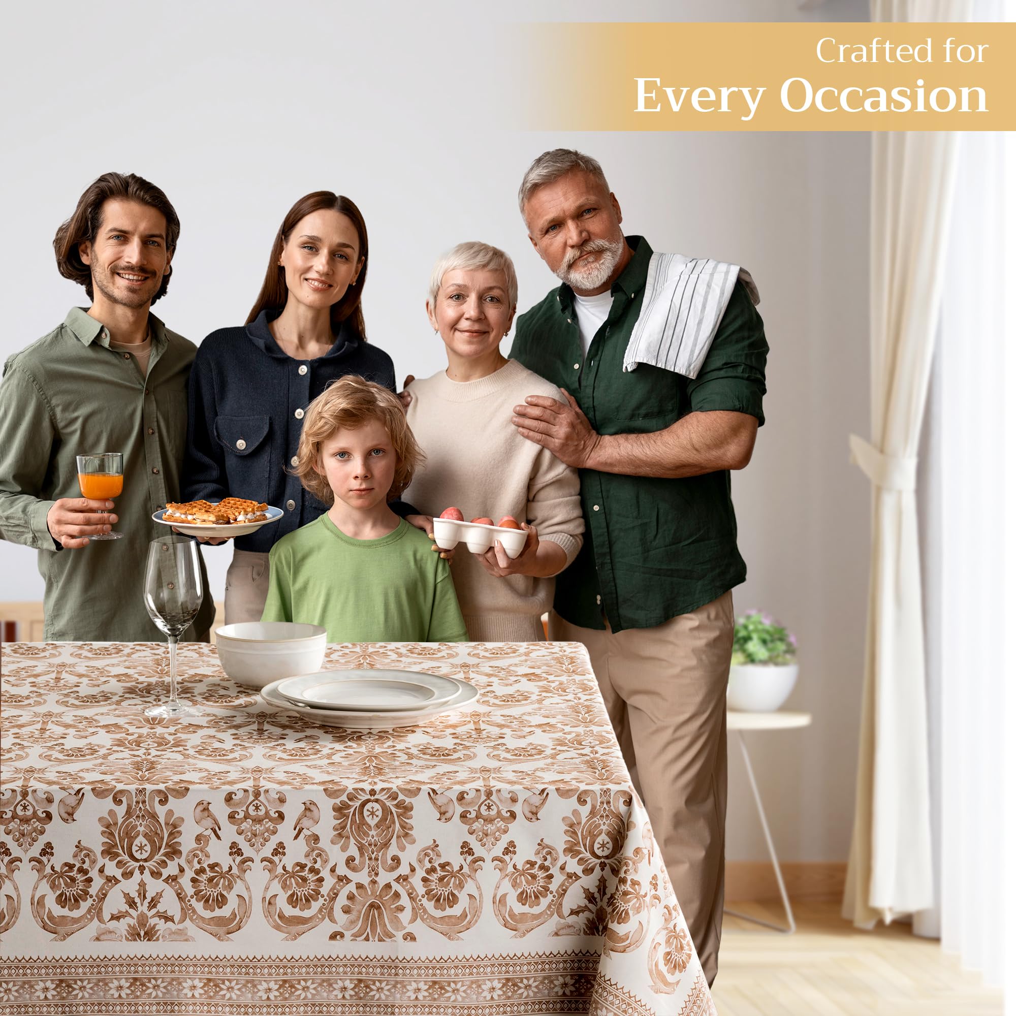 Maison D' Hermine 100% Cotton Table Cover - 54''X54'' Square Decorative Tablecloth - Washable Tablecloths For Dining, Home, Farm