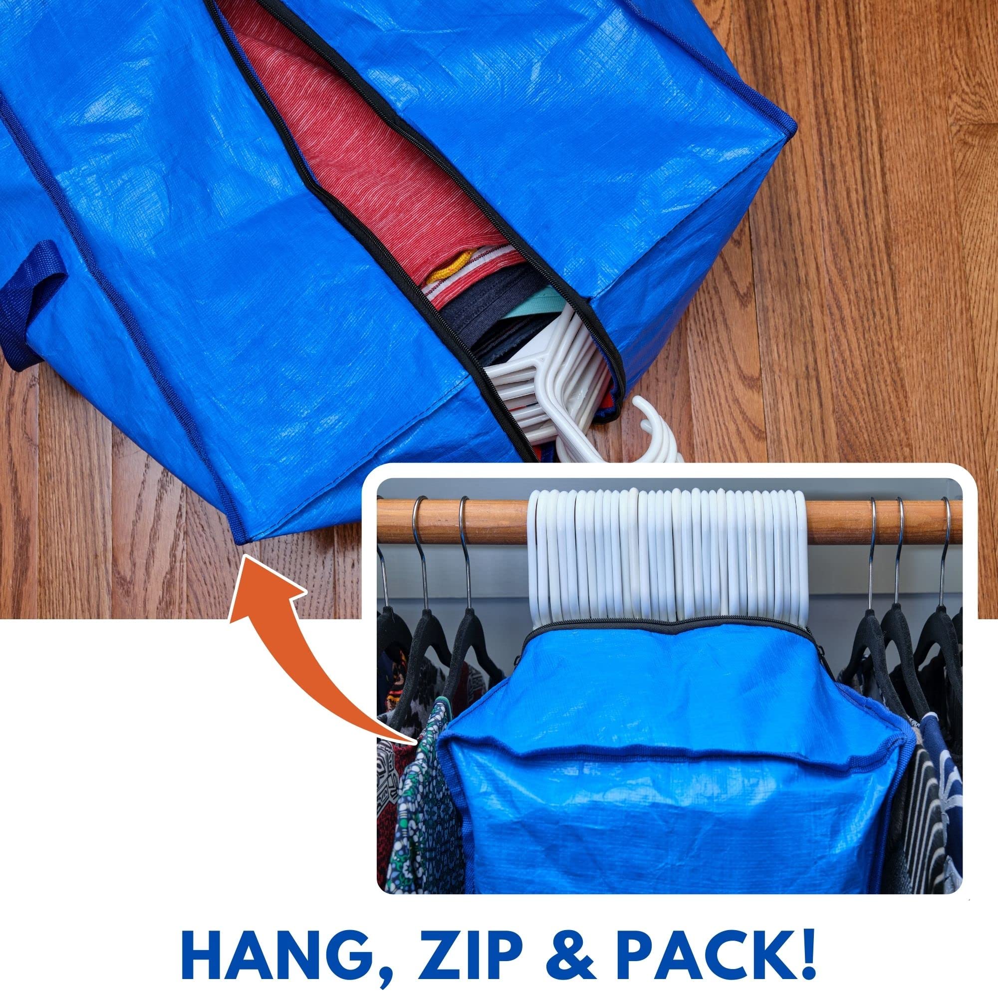 Jumbo Storage Bags For Clothes With Strong Handles & Sturdy Zipper (4-Pack), Heavy-Duty Moving & Storage Bags, Best Packing Supp