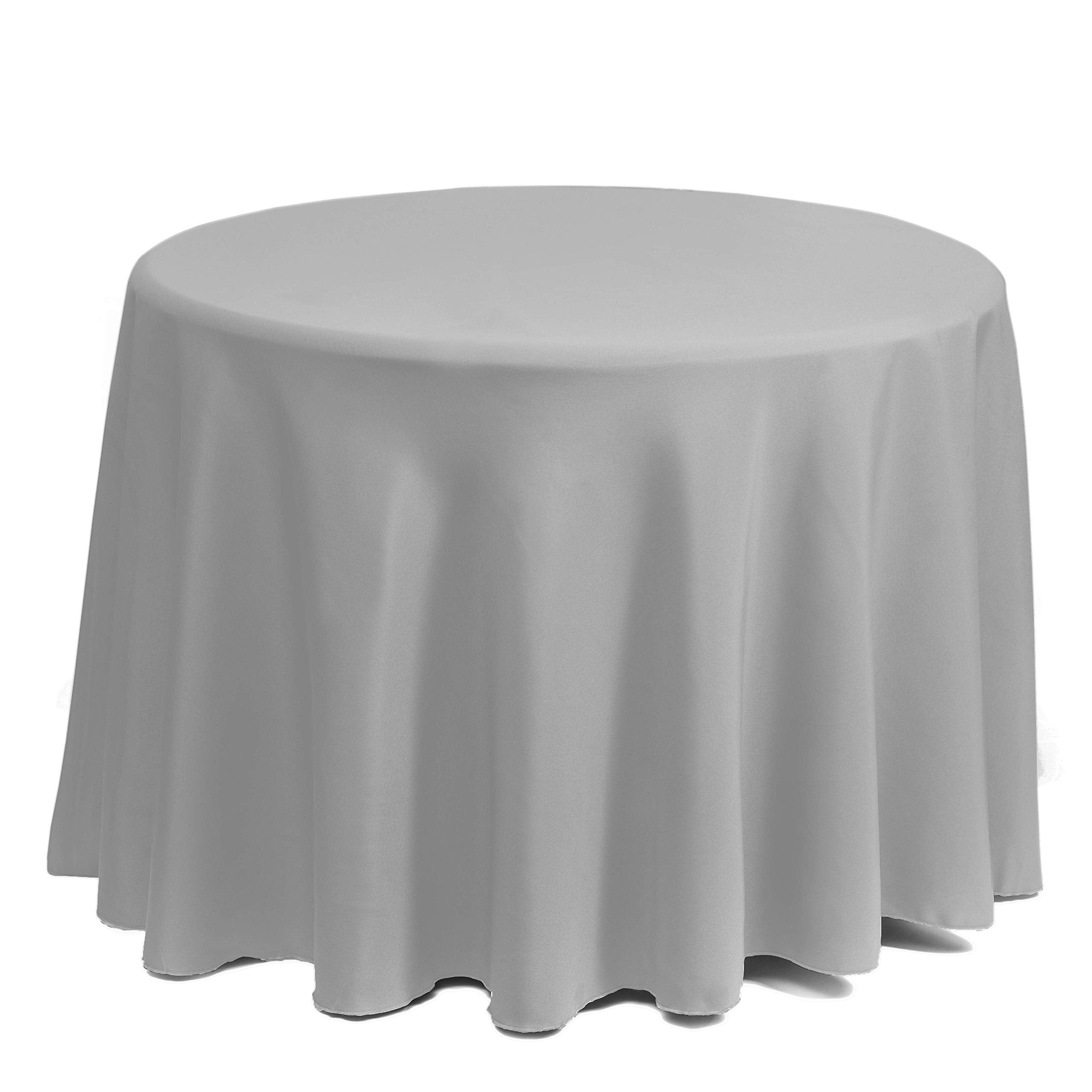 Gee Di Moda Round Tablecloth - 70 Inch Silver Round Table Cloth For 24 To 48 Inch Round Tables - Heavy Duty Washable Fabric - Fo