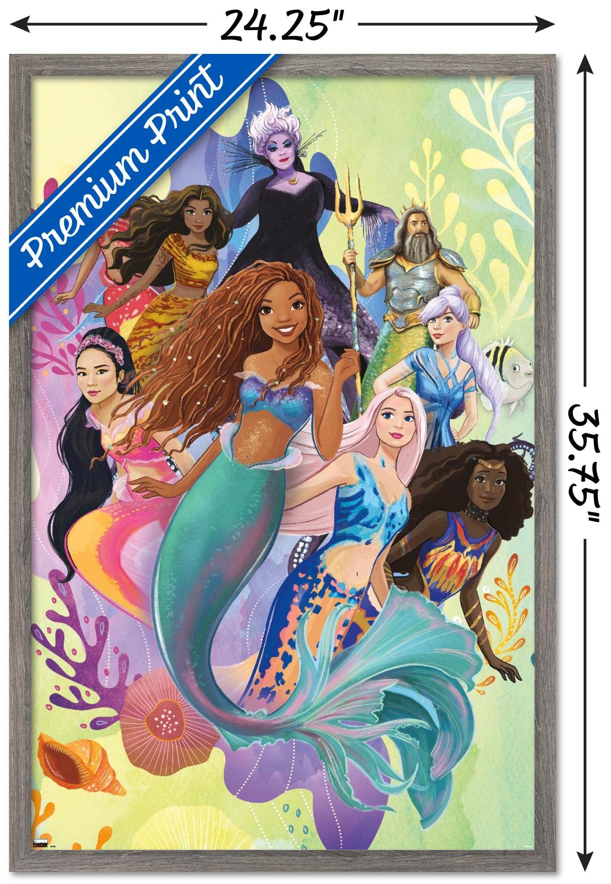 Trends International Disney Little Mermaid - Group Wall Poster, 22.37'' X 34.00'', Premium Poster & Clip Bundle