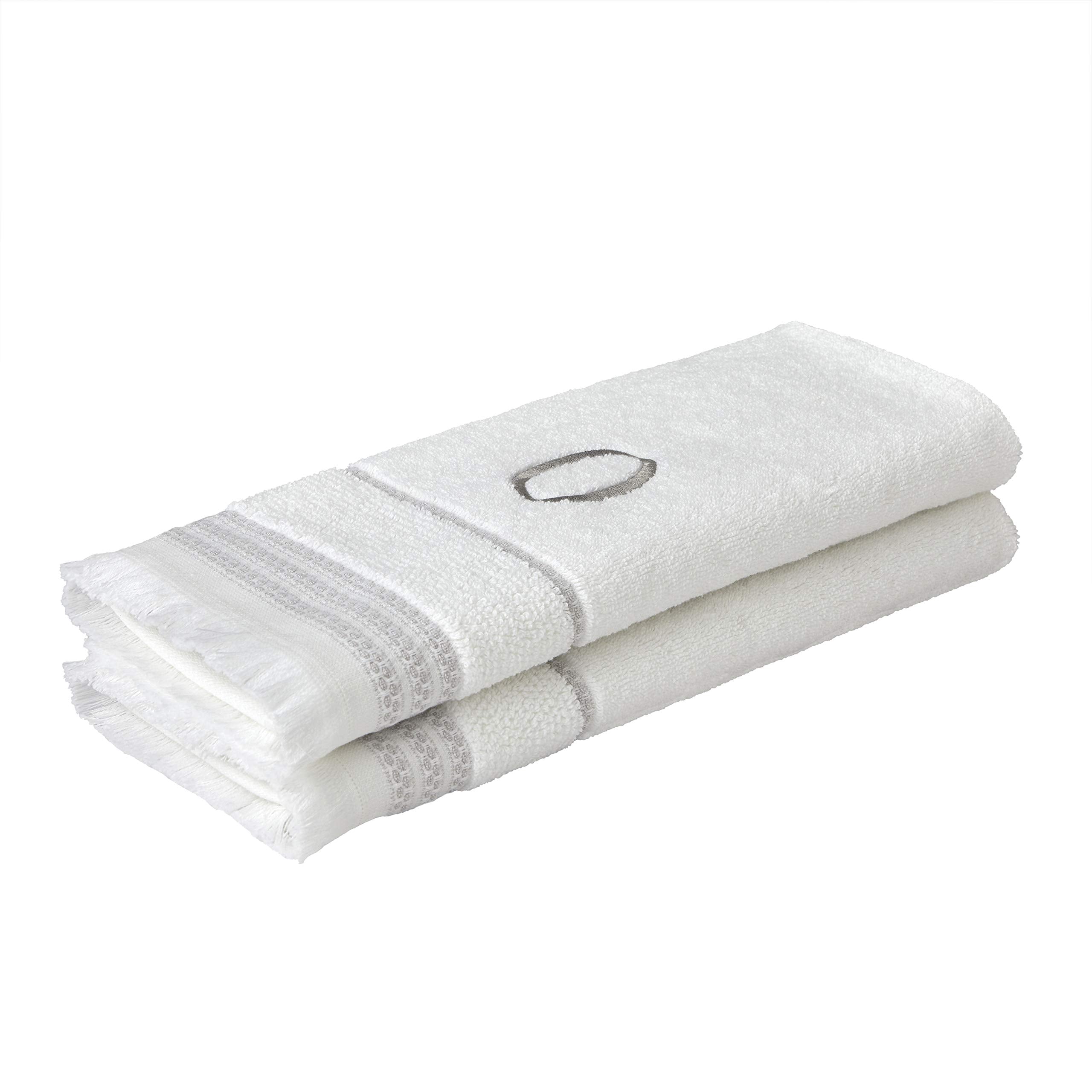 Skl Home Casual Monogram Hand Towel Set, O, 16X26, White 2 Count