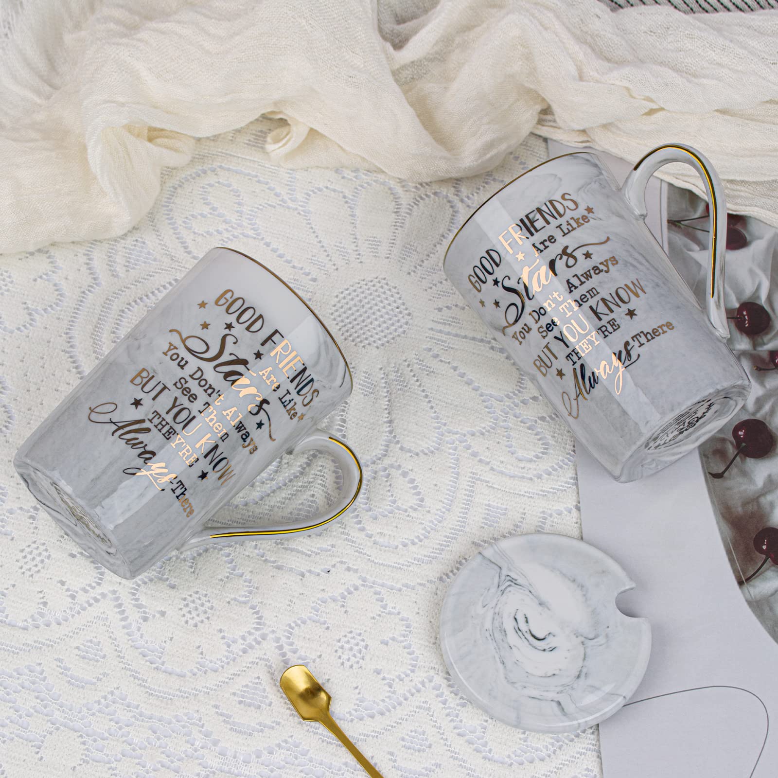 Best Friend Birthday Gifts for Women - Birthday Gifts for Women Friends - Perfect Birthday Gifts Ideas for Her  Male Friends  Best Friend  BFF  Sister - Friends Ceramic Marble Coffee Mug 14 Oz Grey