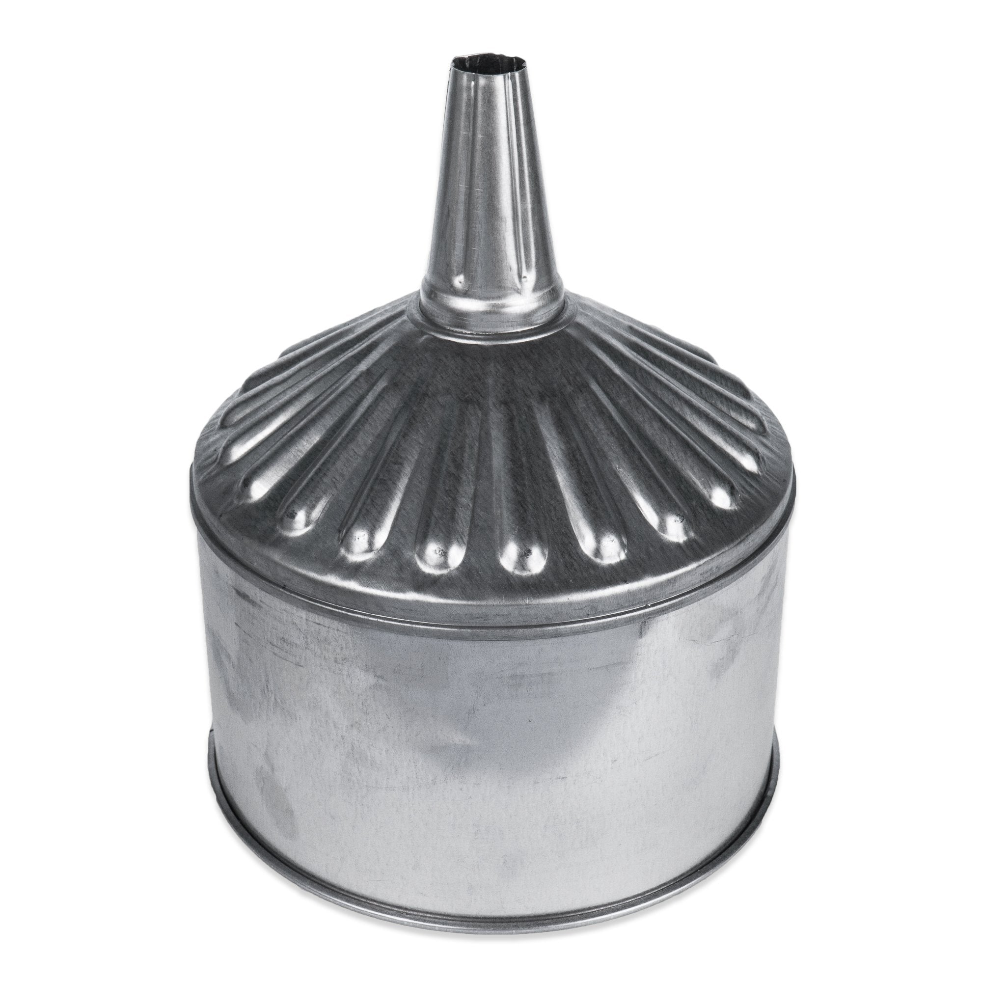 Funnel King 94463 8 Qt Fluted Galvanized Funnel W/Screen - 9'' Center Spout, Multicolor