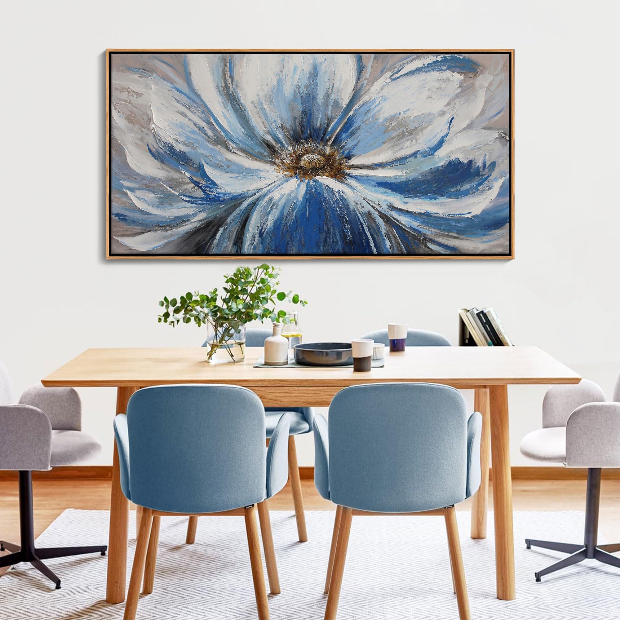 Framed Wall Art For Living Room Large White Blue Flower Picture Wall Art Wall Decor Framed Wall Art For Living Room Home Bedroom