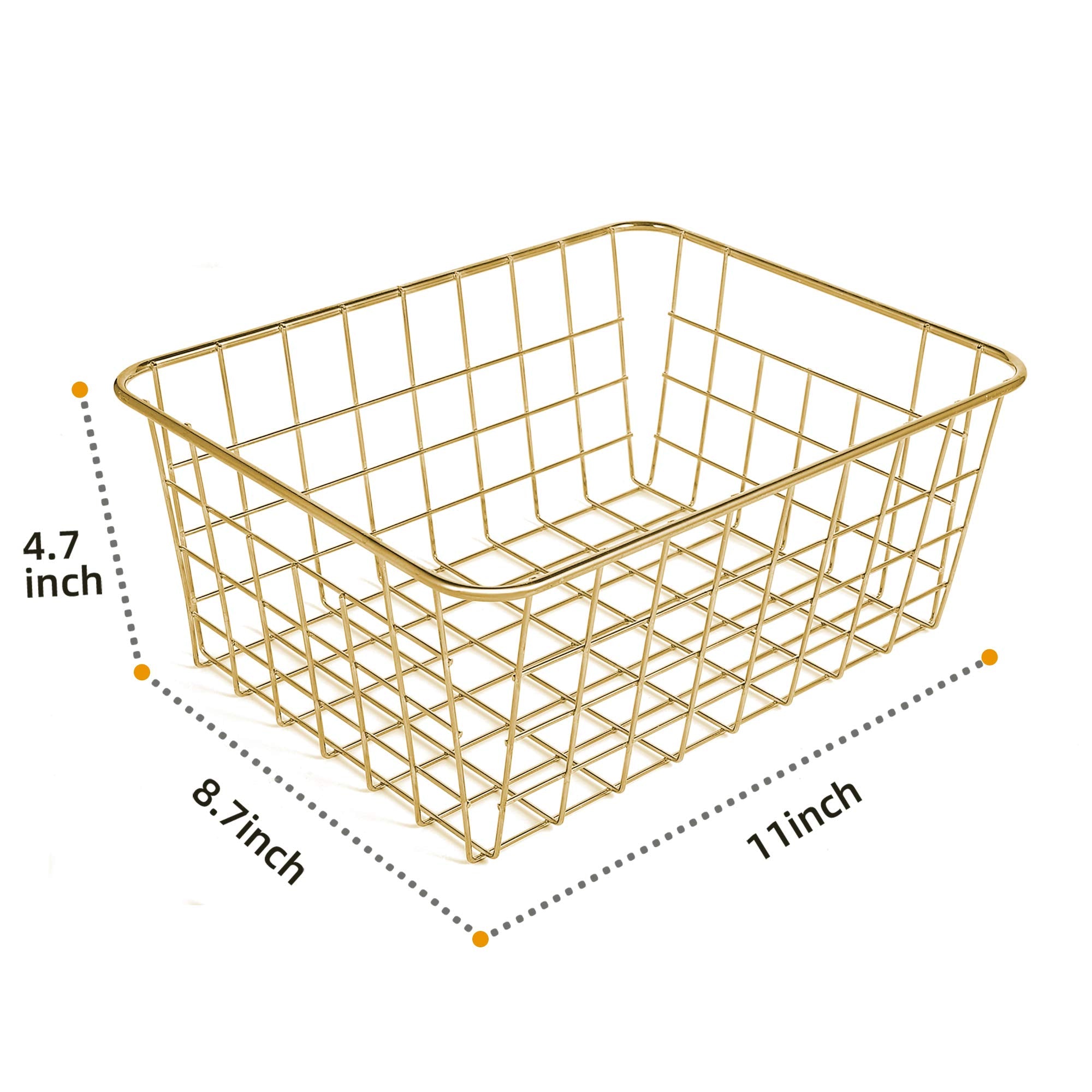 Beimu Wire Baskets For Storage Pantry, 4 Pack, 11 X 8.7 X 4.7 In, Golden Metal