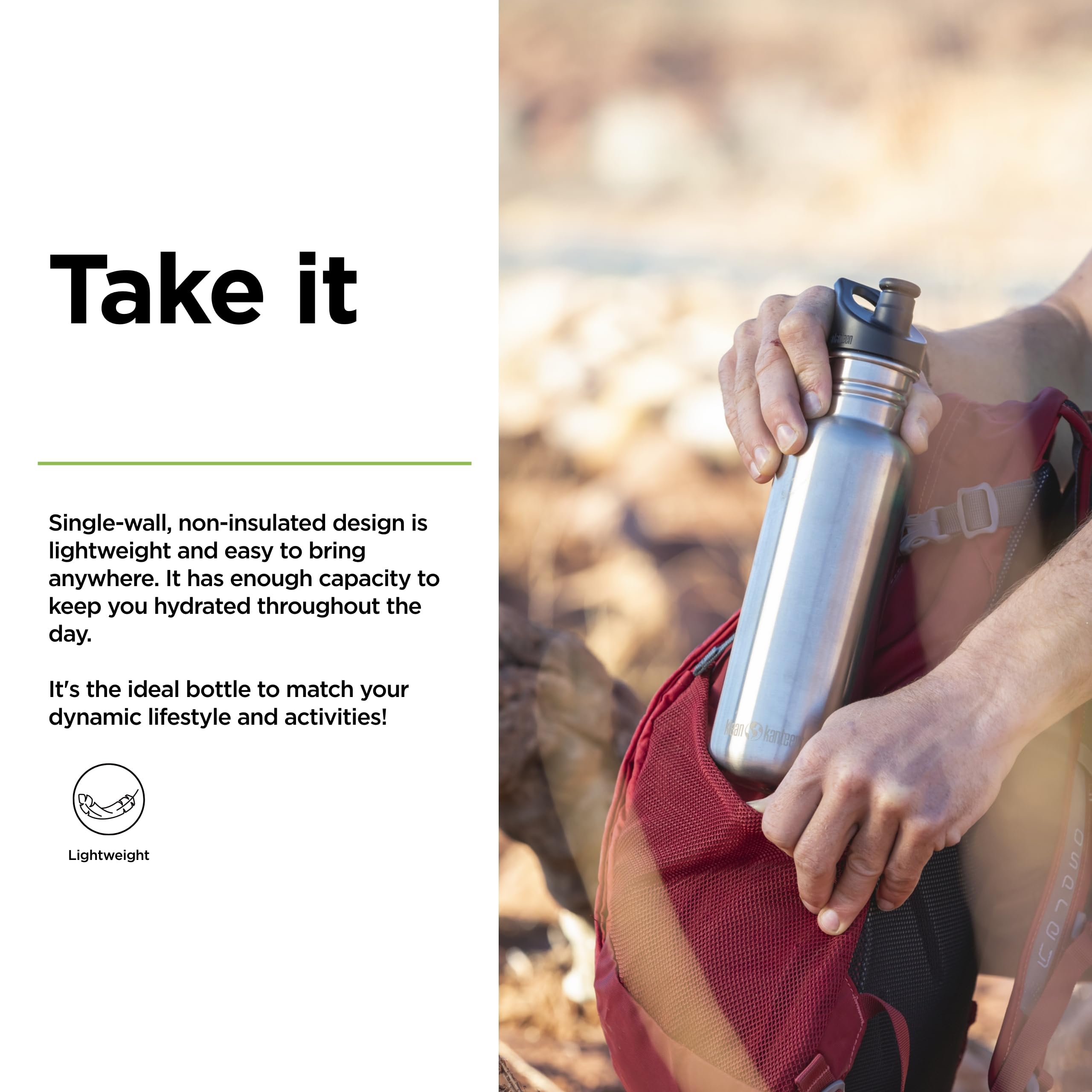 Klean Kanteen Classic 27Oz (W/Sport Cap) Tiger Lily