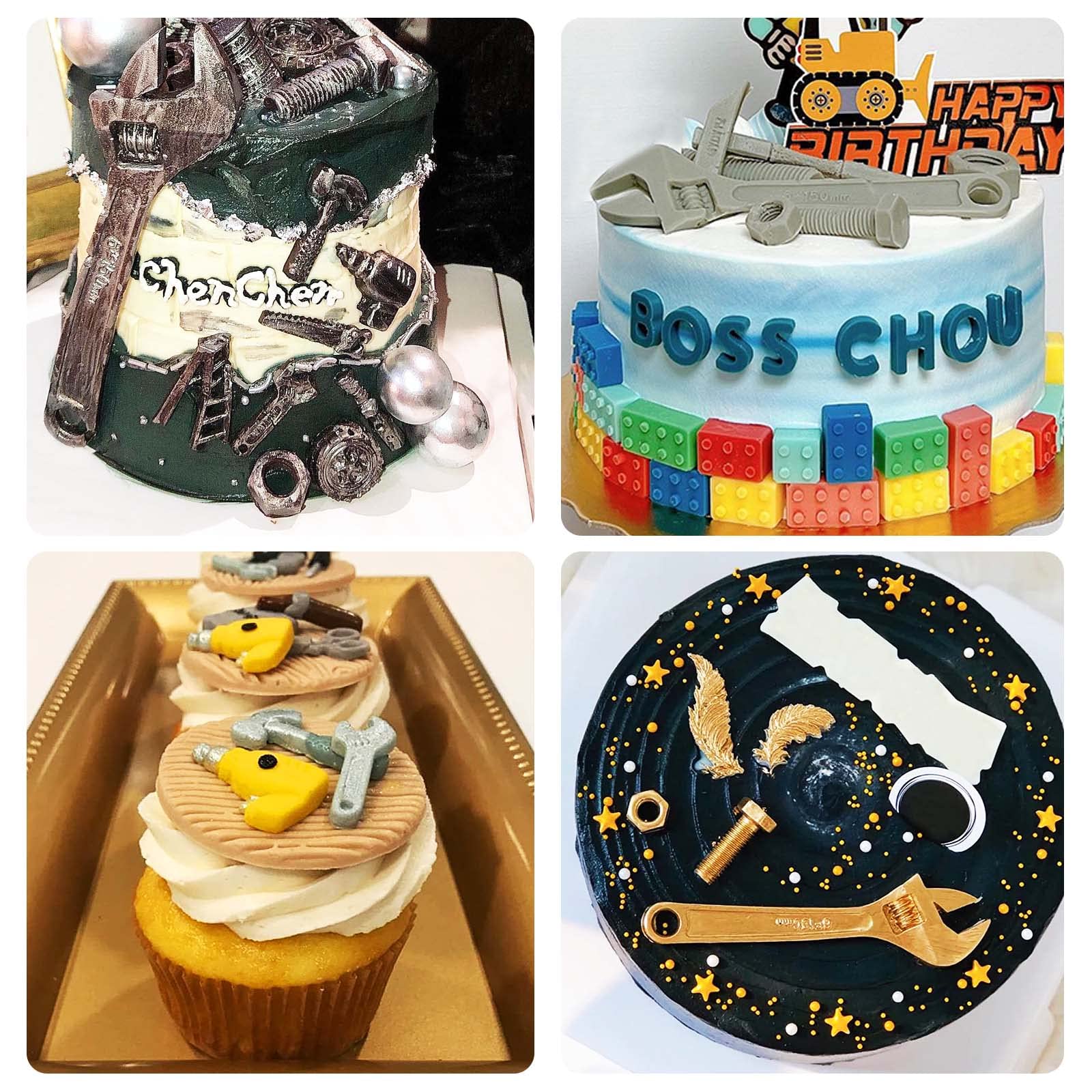 Hand Tools Silicone Molds, Construction Tools Wrench Fondant Molds, Hammer Ladder Pliers Chocolate Baking Molds For Cake Decorat