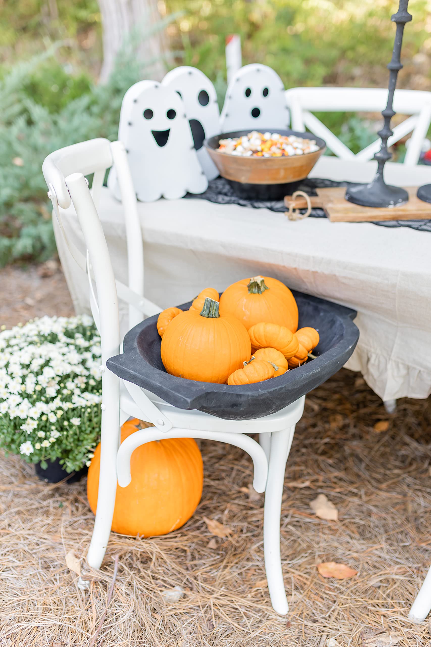 Mud Pie Oval Dough Bowl Set, Black, Small 12'' X 17'' | Large 14 1/2'' X 21''