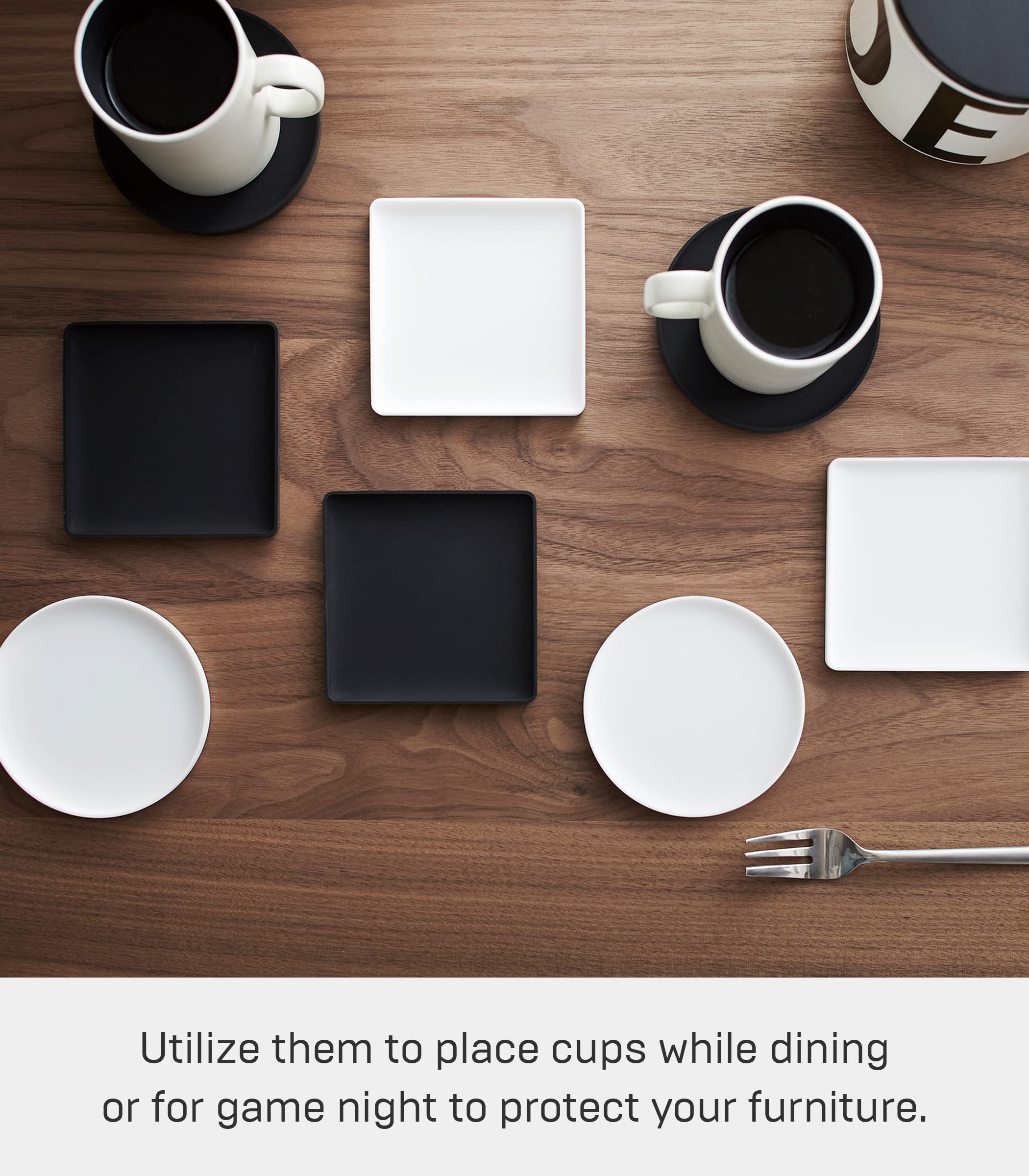 Yamazaki Home Tower Modern Table Drink Coasters (Set Of 6) - Square - Silicone