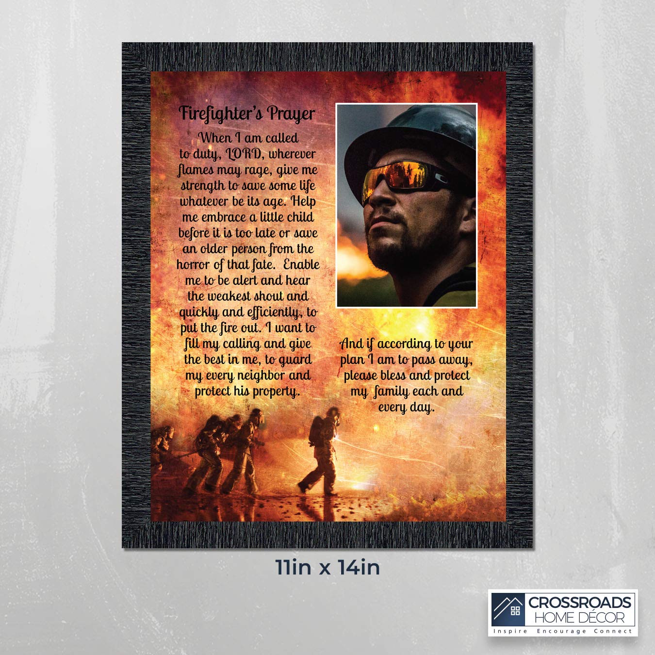 Crossroads Home D  Cor Firemans Prayer Picture Frame, Firefighter Decor, Firefighter Graduation Present, 5015Ch