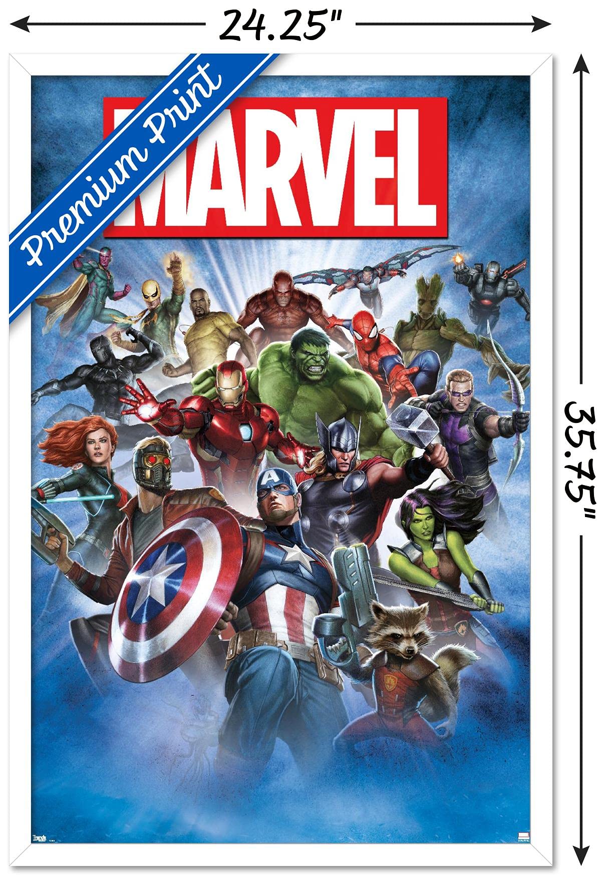 Trends International Marvel Comics - Group Shot Wall Poster, 22.375'' X 34'', White Framed Version