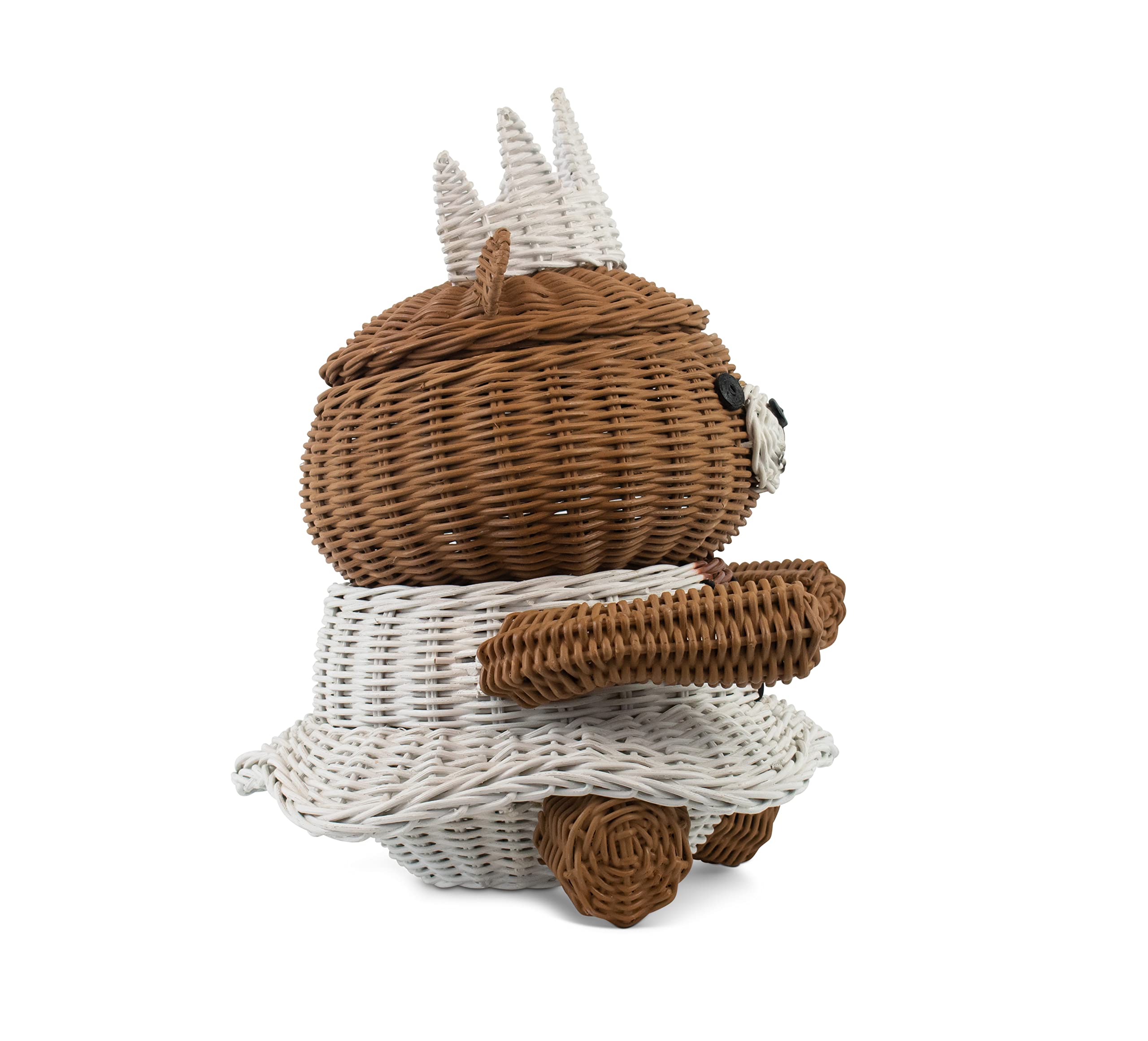 G6 Collection Bear Rattan Storage Basket With Lid Decorative Bin Home Decor Hand Woven Shelf Organizer Cute Handmade Handcrafted