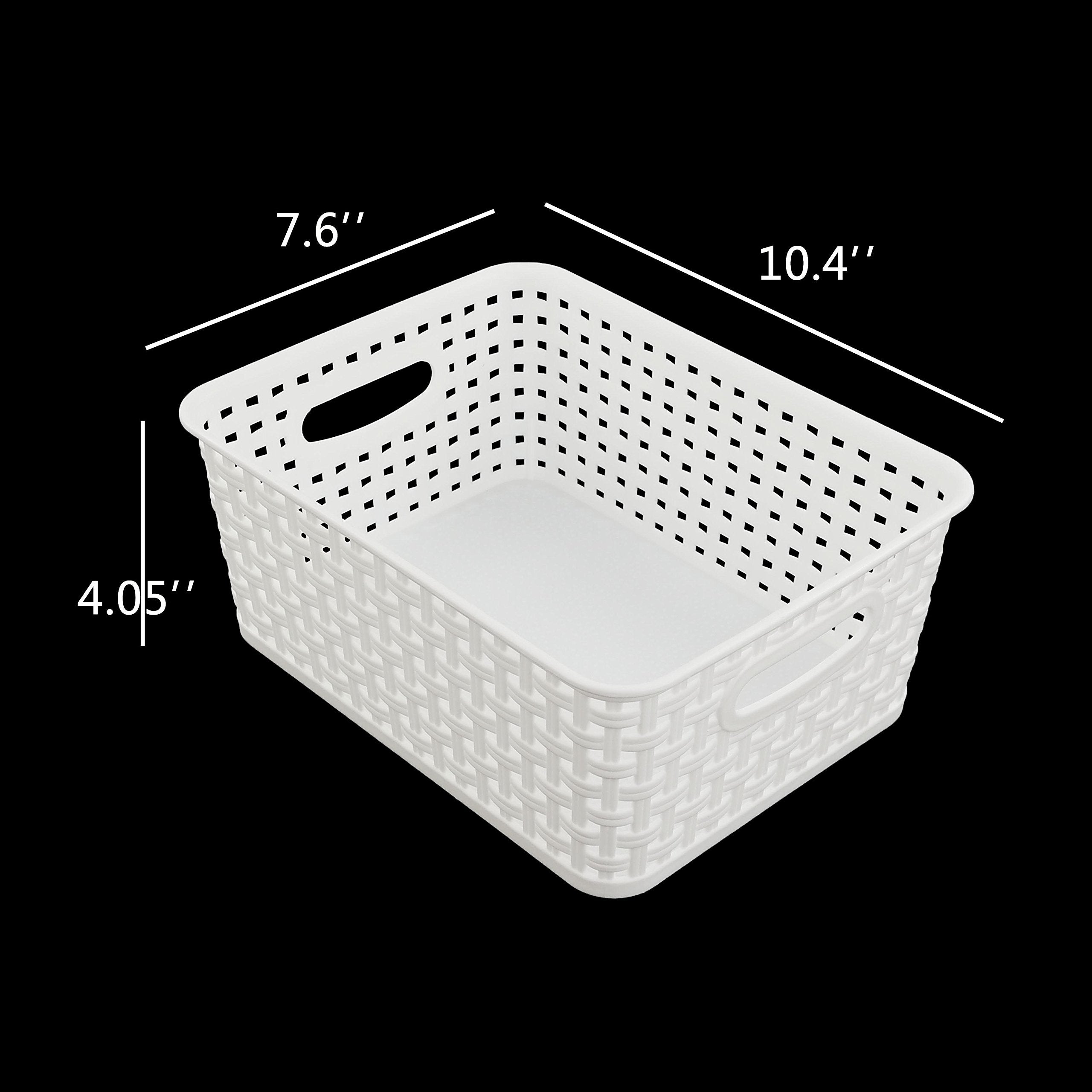 Eagrye 6-Pack 10.4-Inch x 7.6-Inch x 4.05-Inch Plastic Storage Basket  Woven Basket Bin