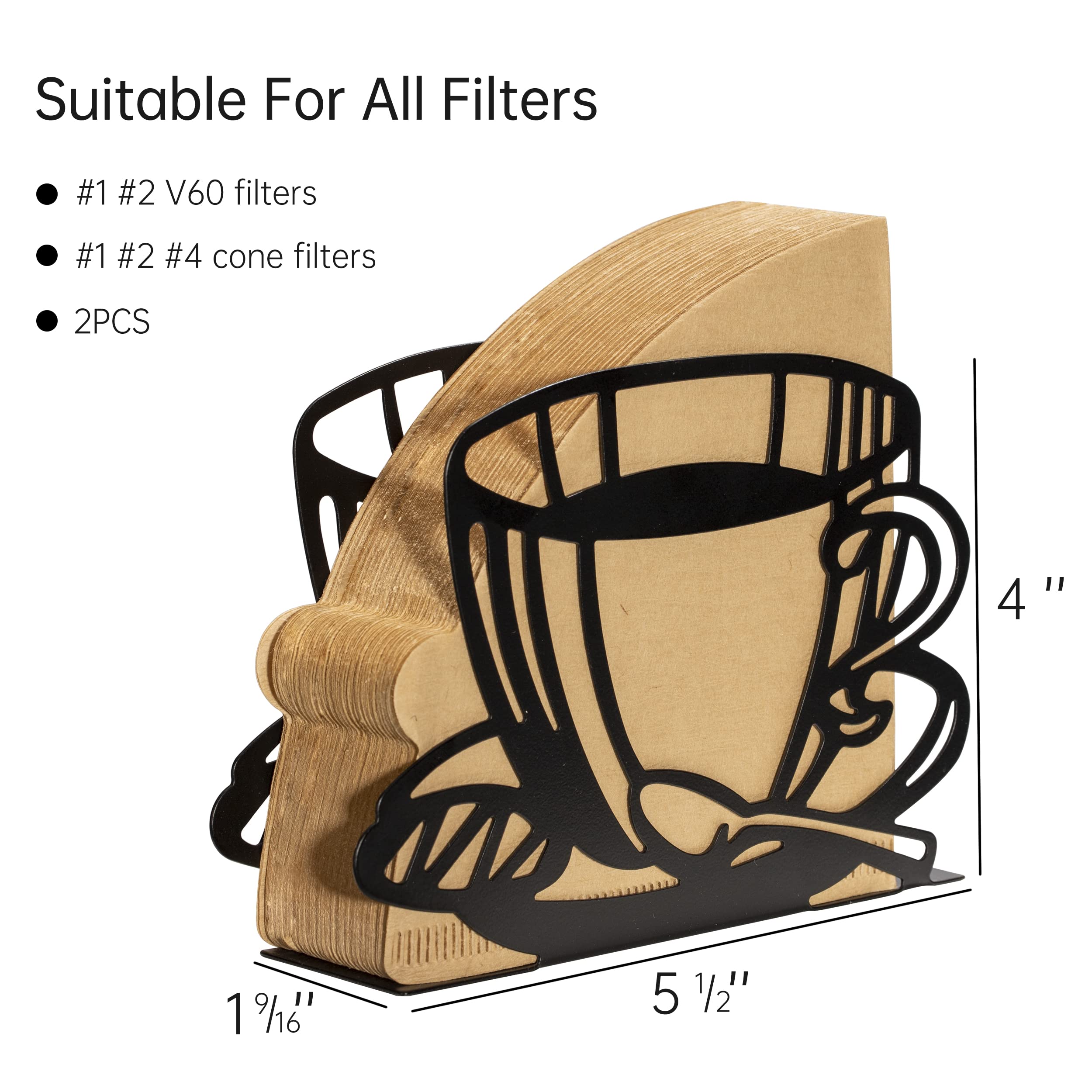 2 Pcs Coffee Filter Holder,Coffee Paper Storage Coffee Filter Paper Container Stand For Fan-Shaped,T- Shaped,Square-Shaped Over