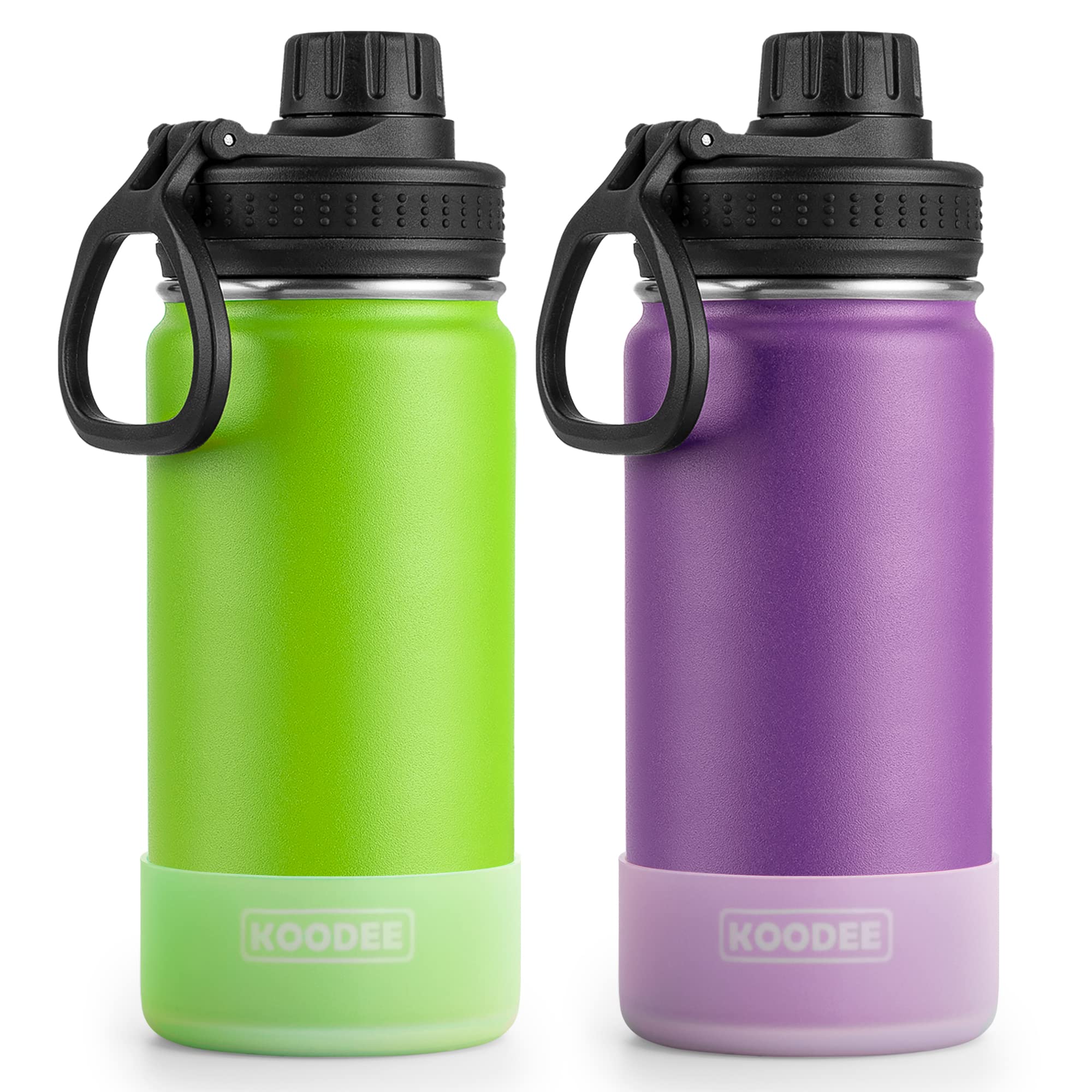 Koodee Water Bottle -16 Oz Stainless Steel Vacuum Insulated Metal Water Bottle For Girls, Sports Water Bottle For School 2 Pack