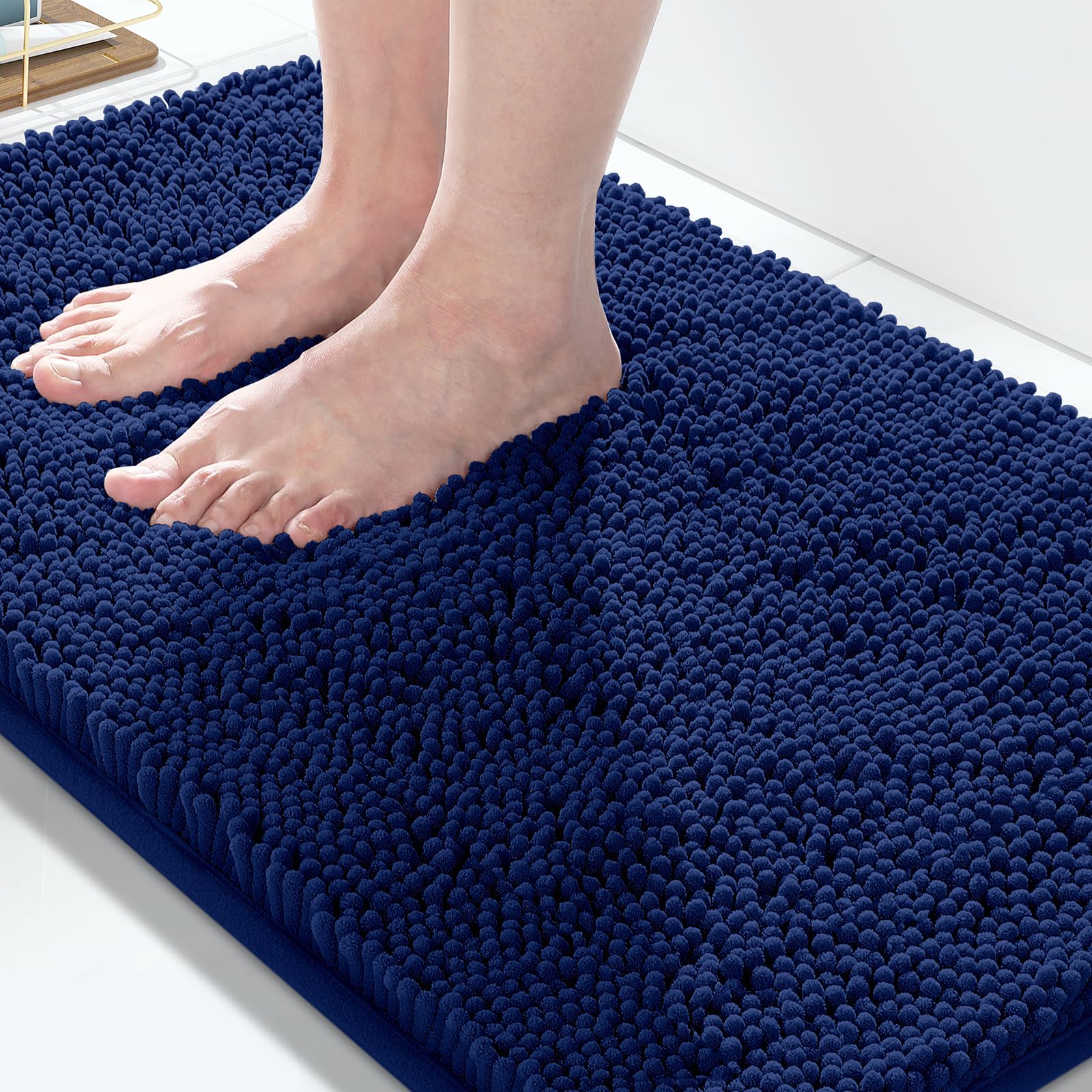 Yimobra Chenille Bathroom Rug,32X20Inch,Extra Soft Shaggy Bath Rugs, Non-Slip Bathroom Floor Mat,Water Absorbent,Thick Durable,M