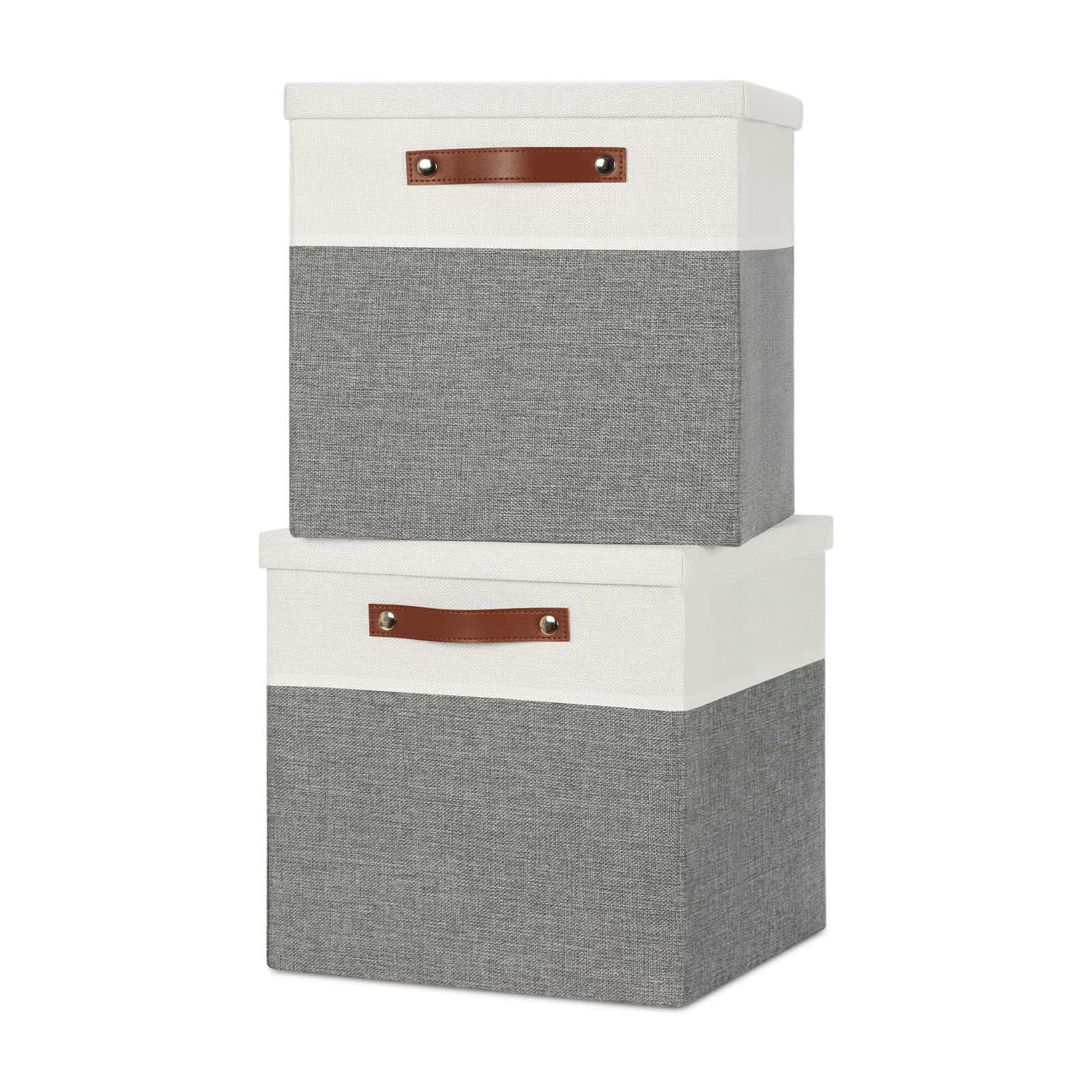 Temary Cube Storage Bins With Lids For Organizing Clothes, [2-Pack] Foldable Storage Boxes With Handles, Closet Storage Baskets