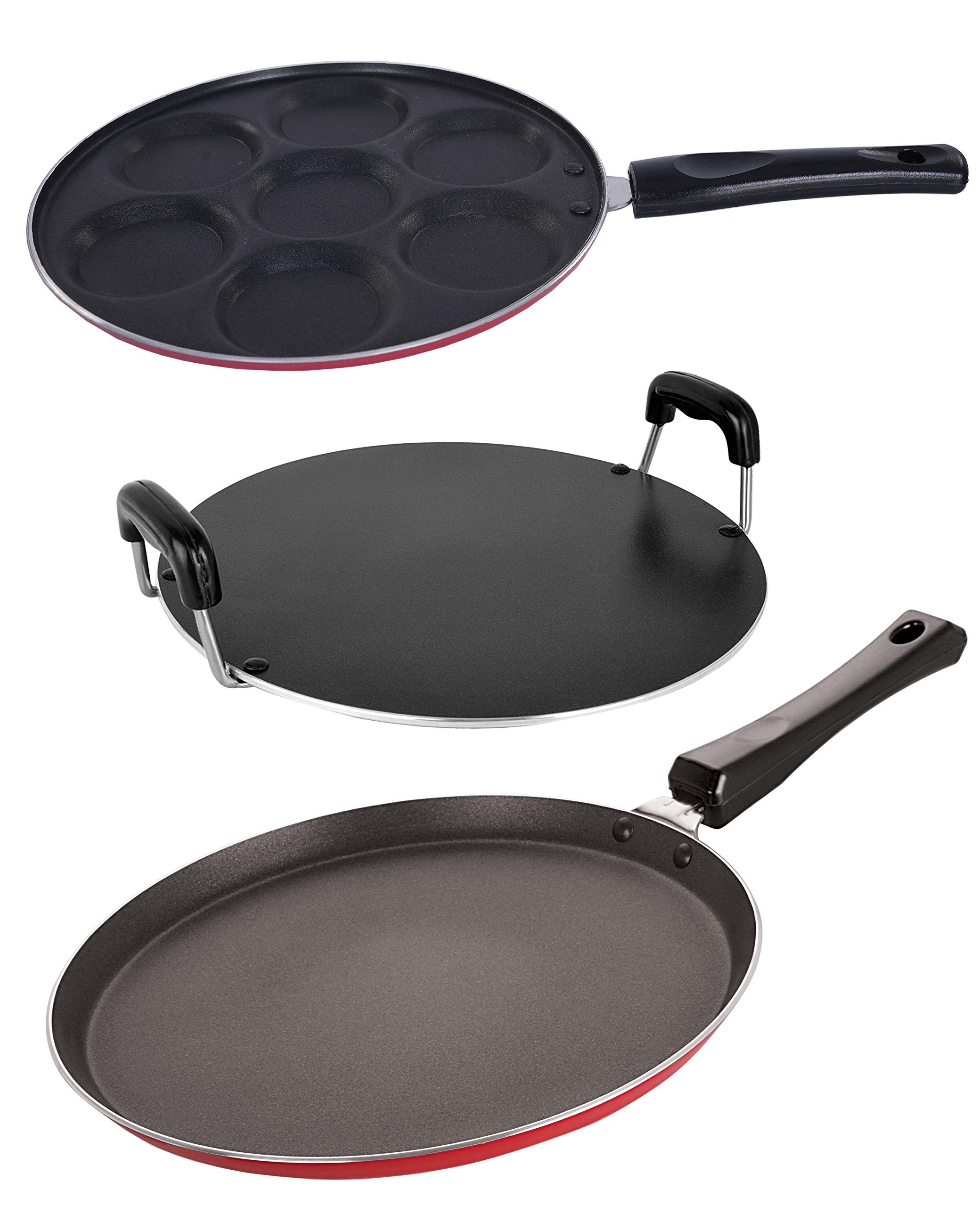 Nirlon NonStick Aluminium 3 Piece Gas Compatible Cookware Utencil Combo Set