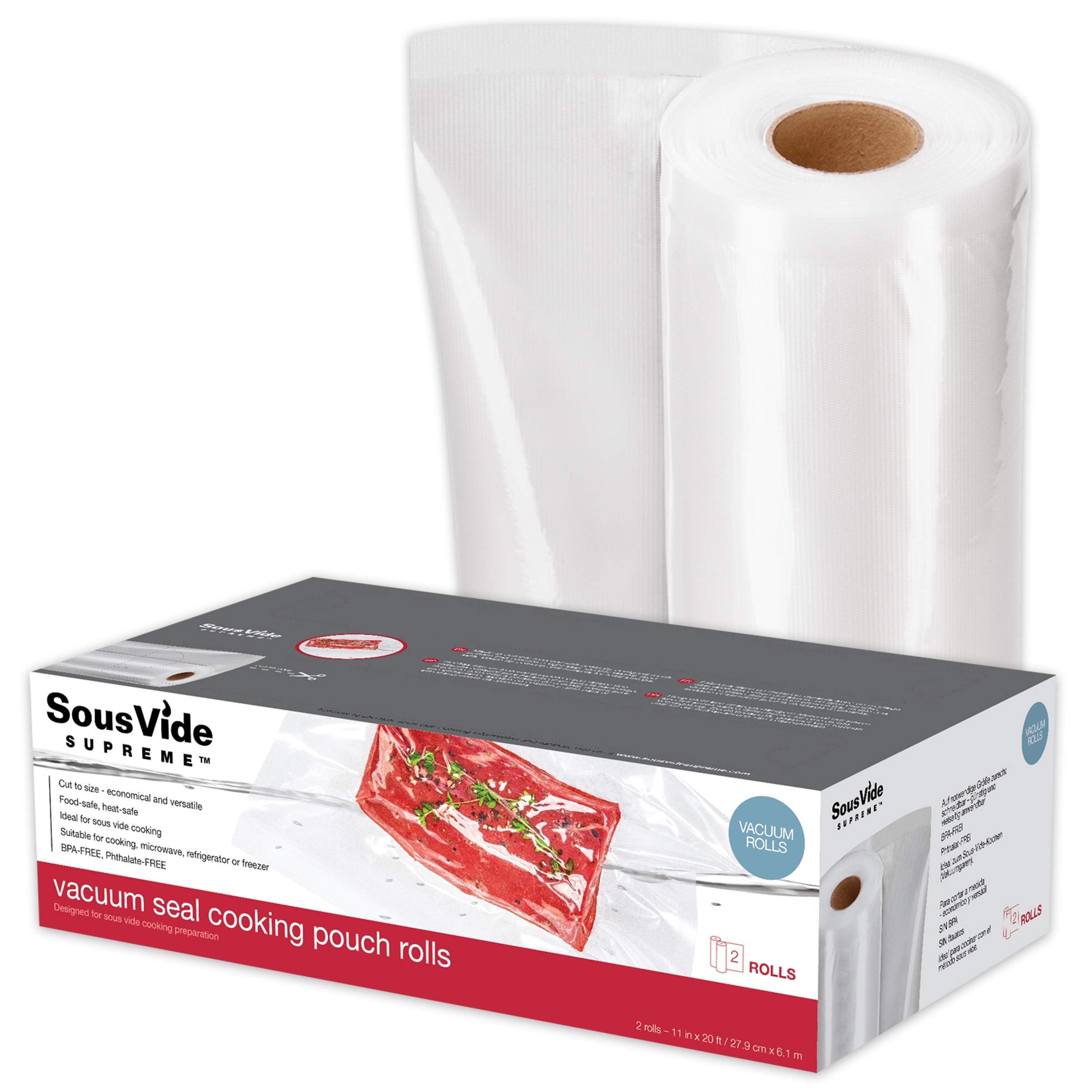 SousVide Supreme Vacuum Seal Rolls, 11 inches x 20 feet, 2 Rolls per Box