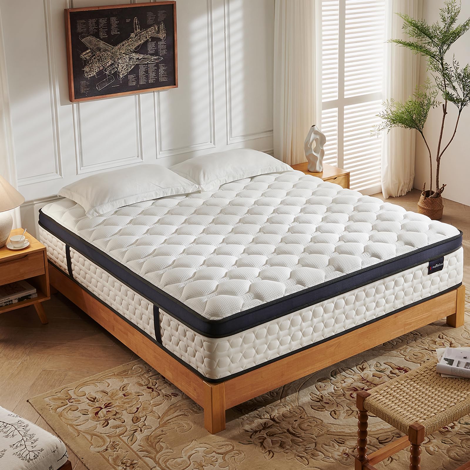 Kaurelax Queen Size Mattress,14 Inch Queen Mattress In A Box,Hybrid Mattress With Gel Memory Foam & Individual Pocket Spring For