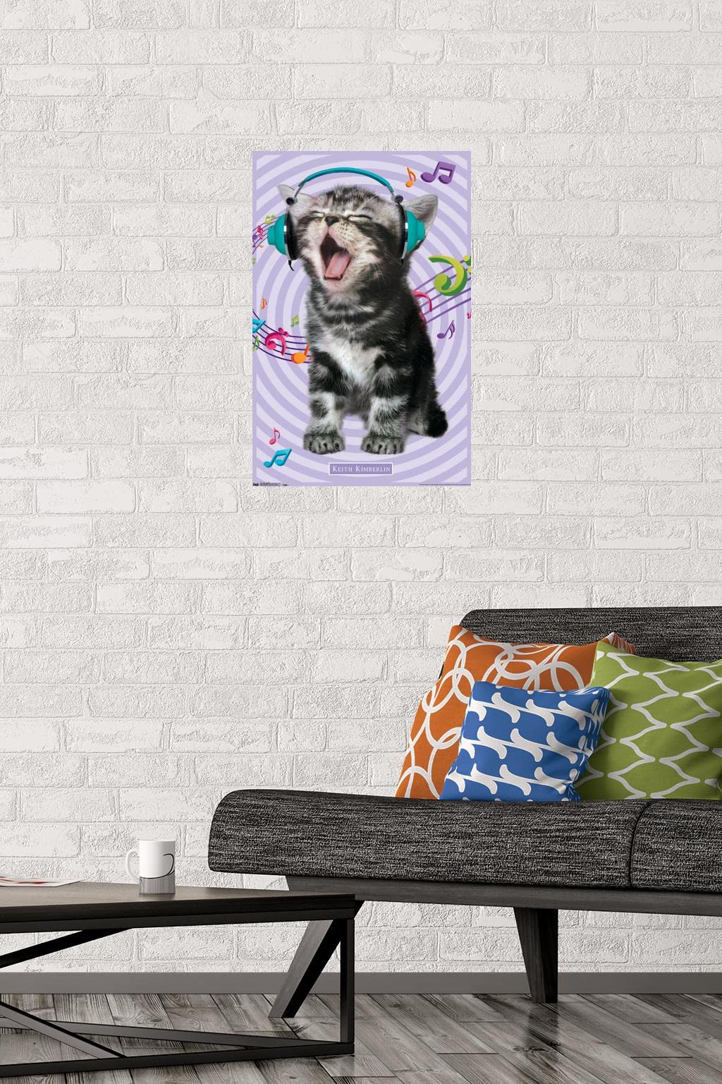 Trends International Keith Kimberlin - Kitten - Singing Wall Poster, 14.725'' X 22.375'', Premium Poster & Mount Bundle