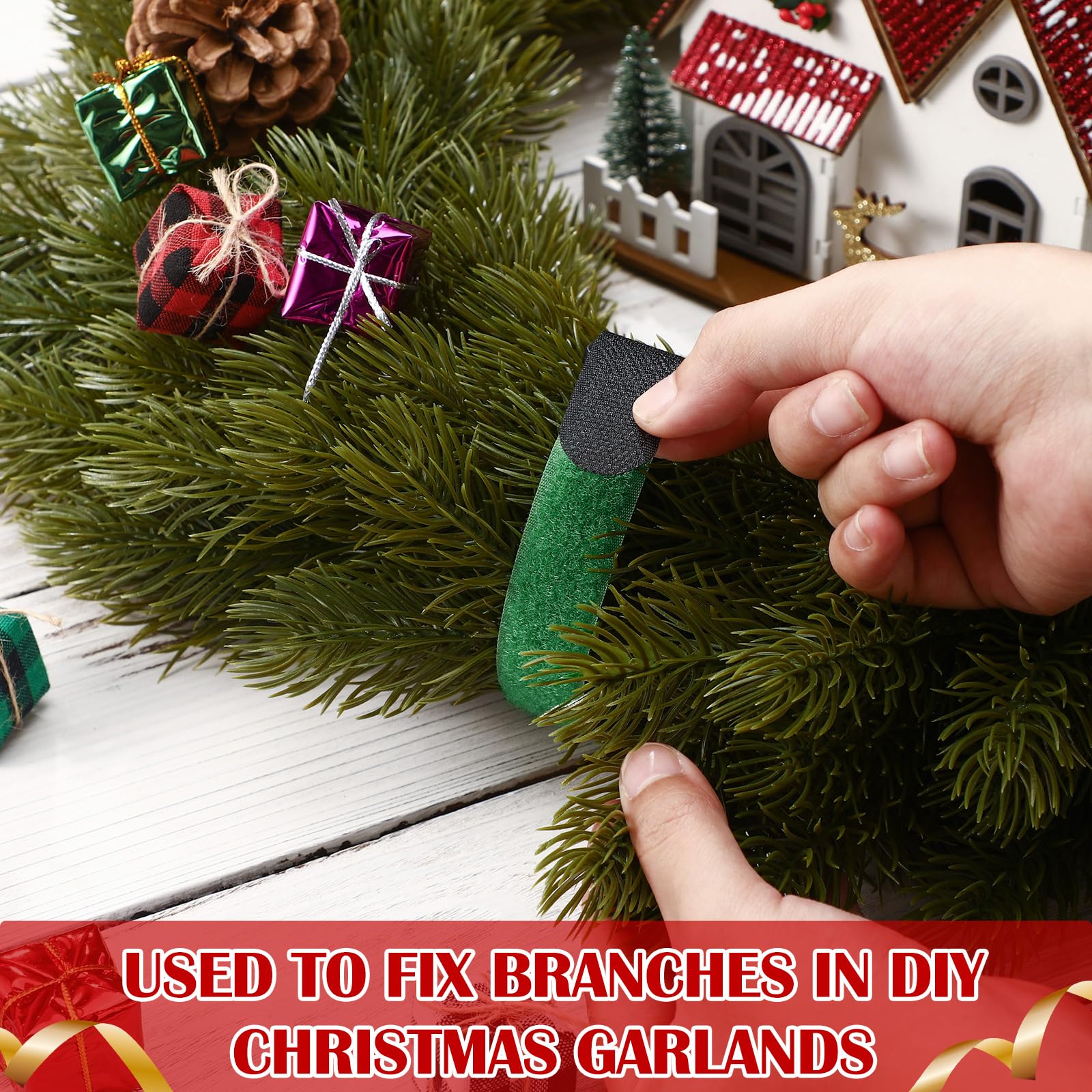 50 Pcs 12inch Christmas Garland Ties Decorative Reusable and Flexible Banister Ties for Garland Wreath Christmas Light Banisters