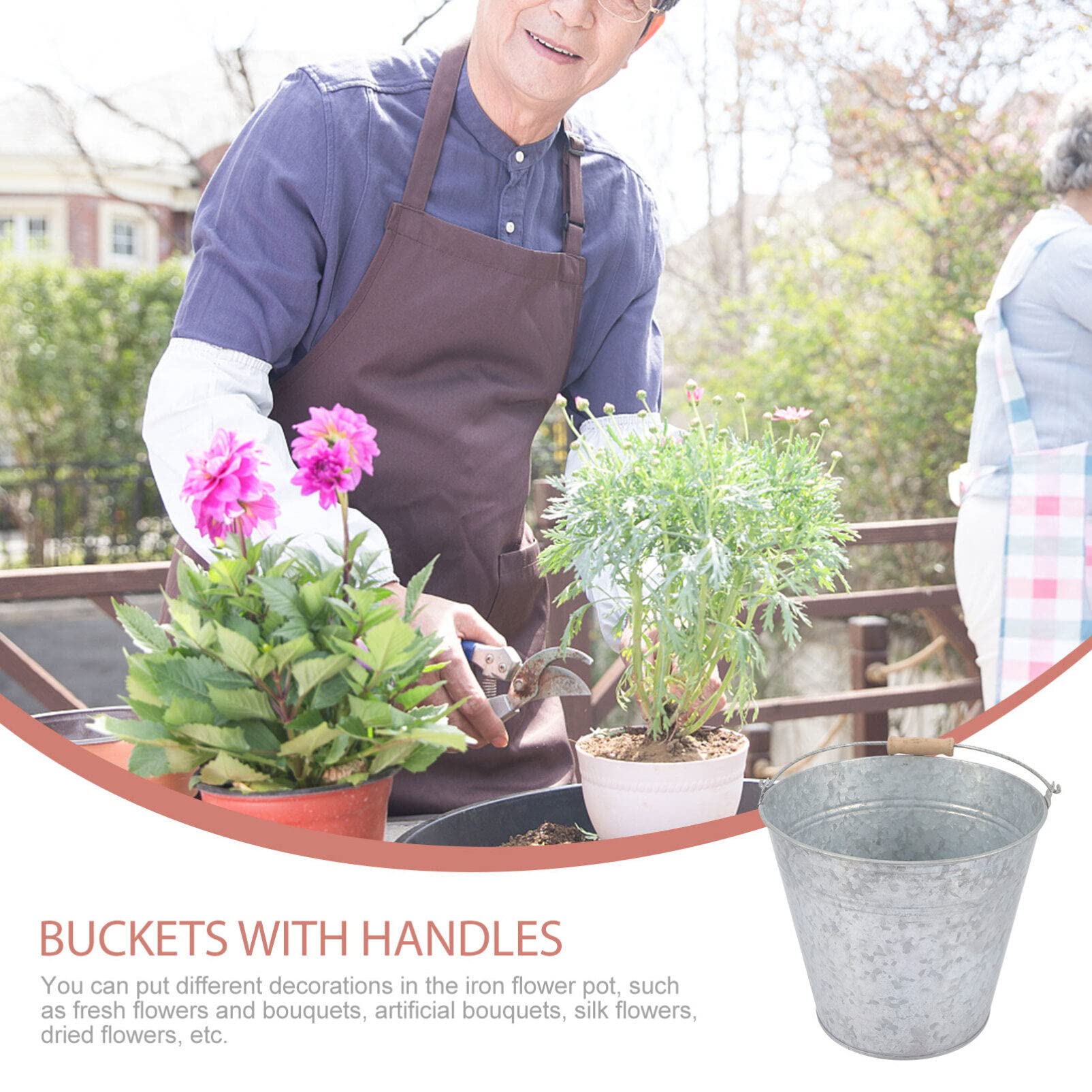 Alipis Small Galvanized Metal Buckets With Handles Rustic Farmhouse Tin Pails Flower Pots Planters Ice Bucket Vase Ash Bucket Pe