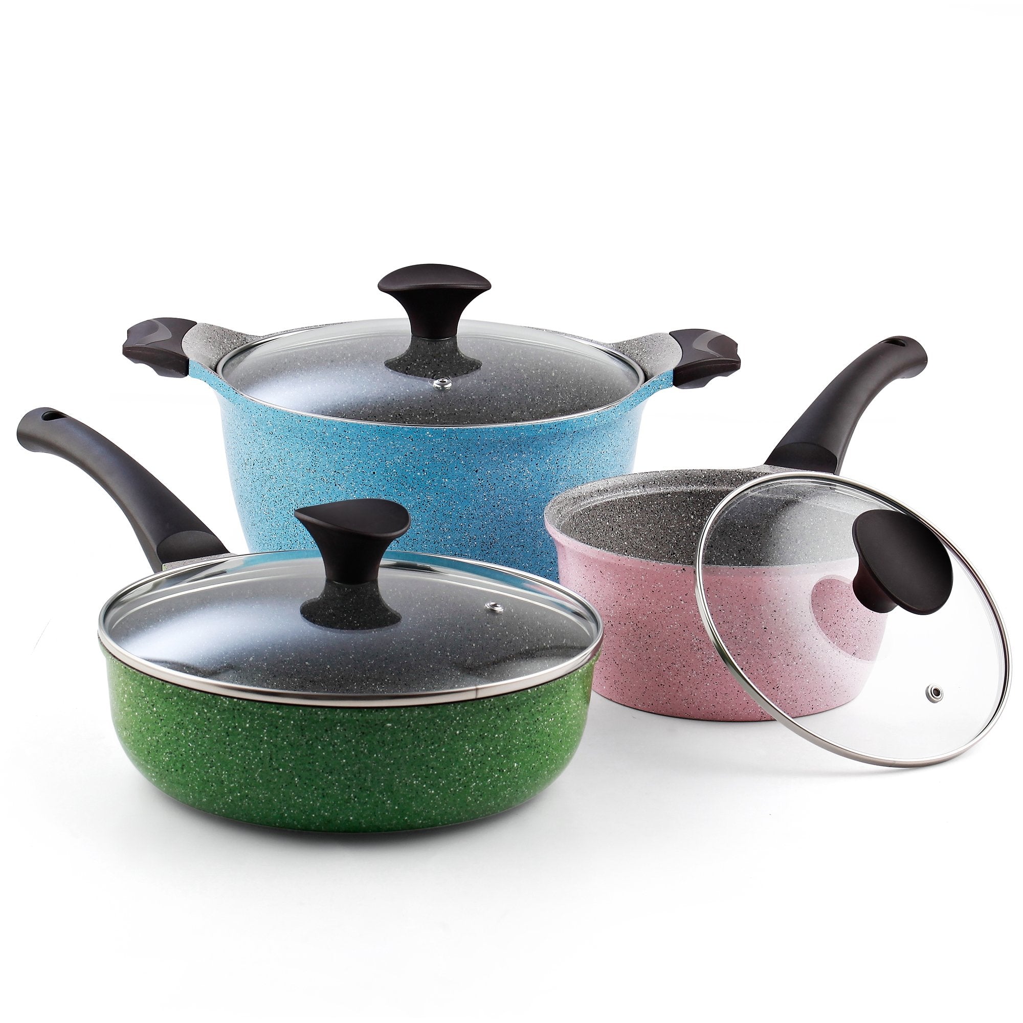 Cook N Home 6-Piece Nonstick Ceramic Coating Cookware Set, Multicolor