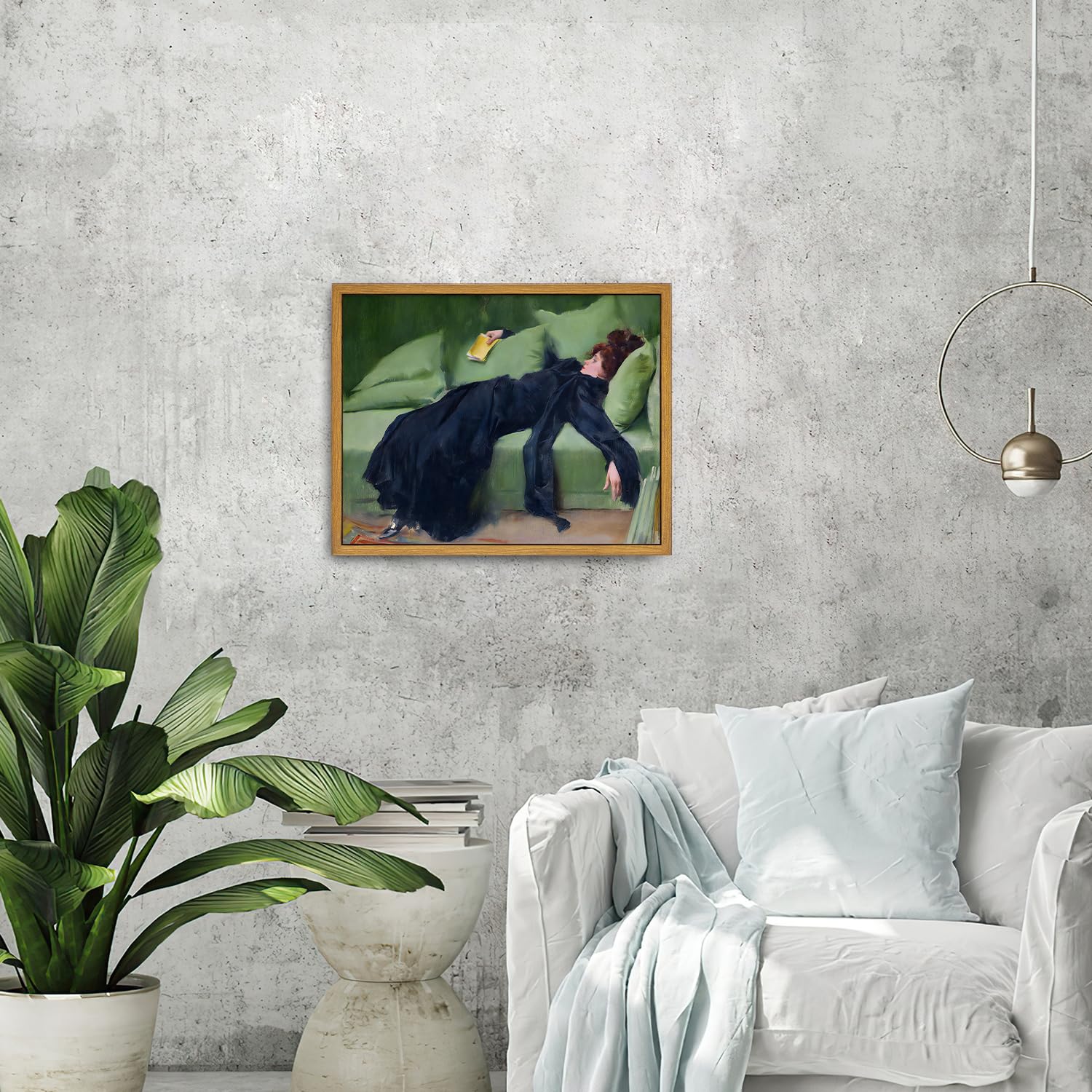 Roslynity Framed Canvas Wall Art Vintage Print Oil Painting Decadent Young Woman After The Dance Moody Portrait Retro Aesthetic