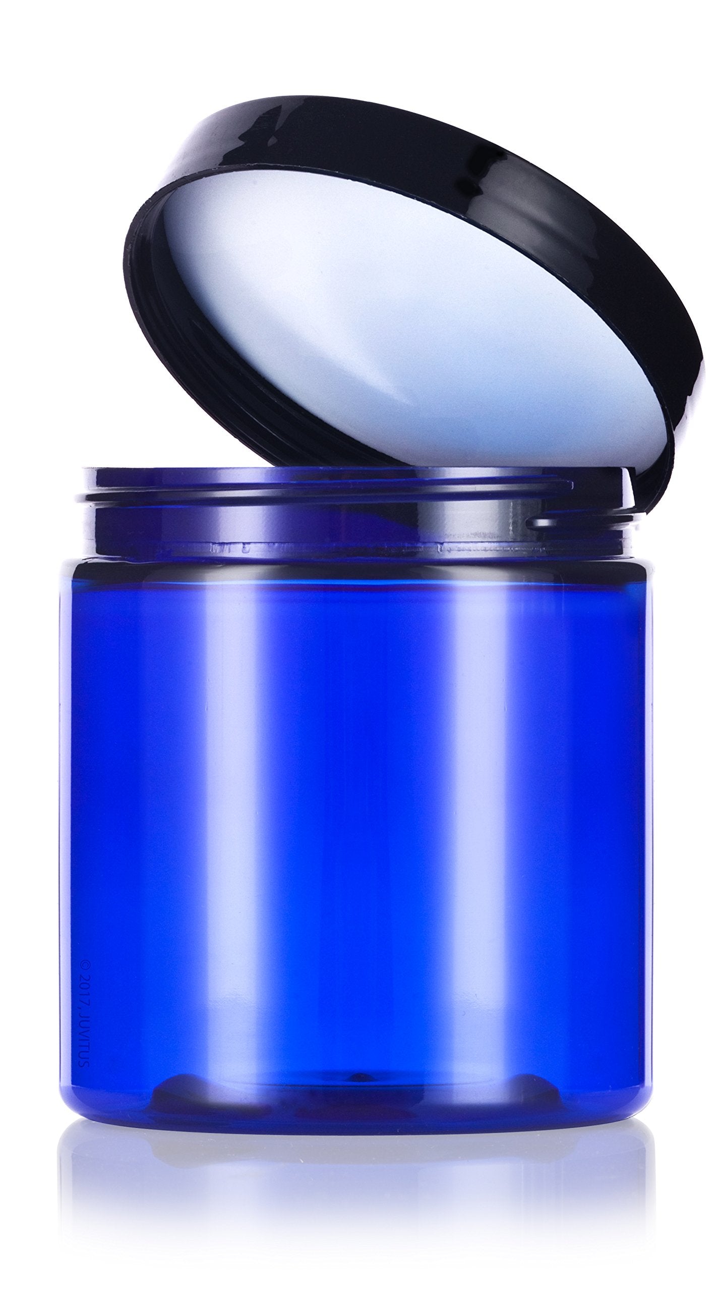 JUVITUS Cobalt Blue 8 oz / 250 ml PET (BPA Free) Plastic Jar (6 pack)