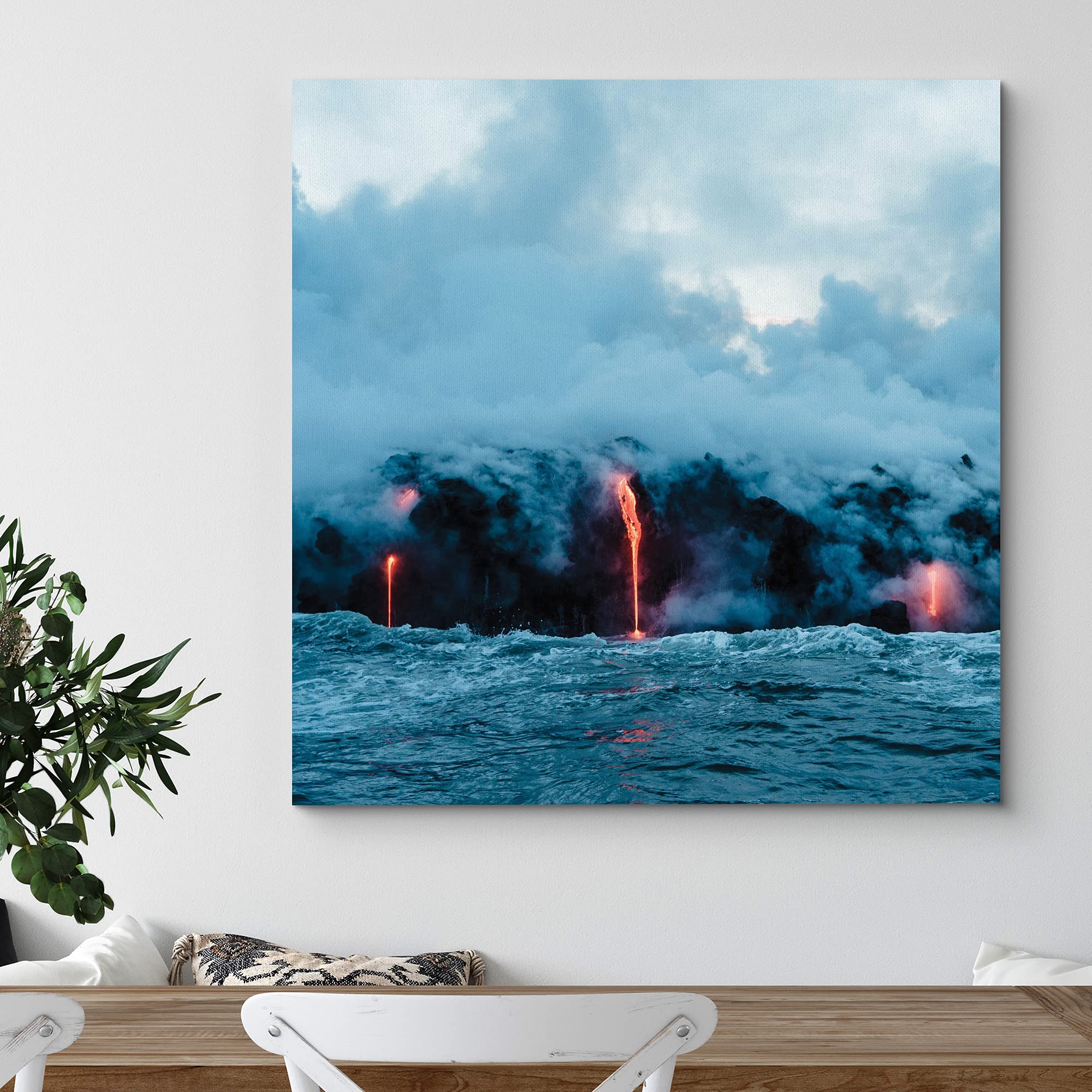 Wall26 Canvas Print Wall Art Tropical Volcanic Eruption At Sea Nature Wilderness Photography Realism Chic Scenic Relax/Calm Mult